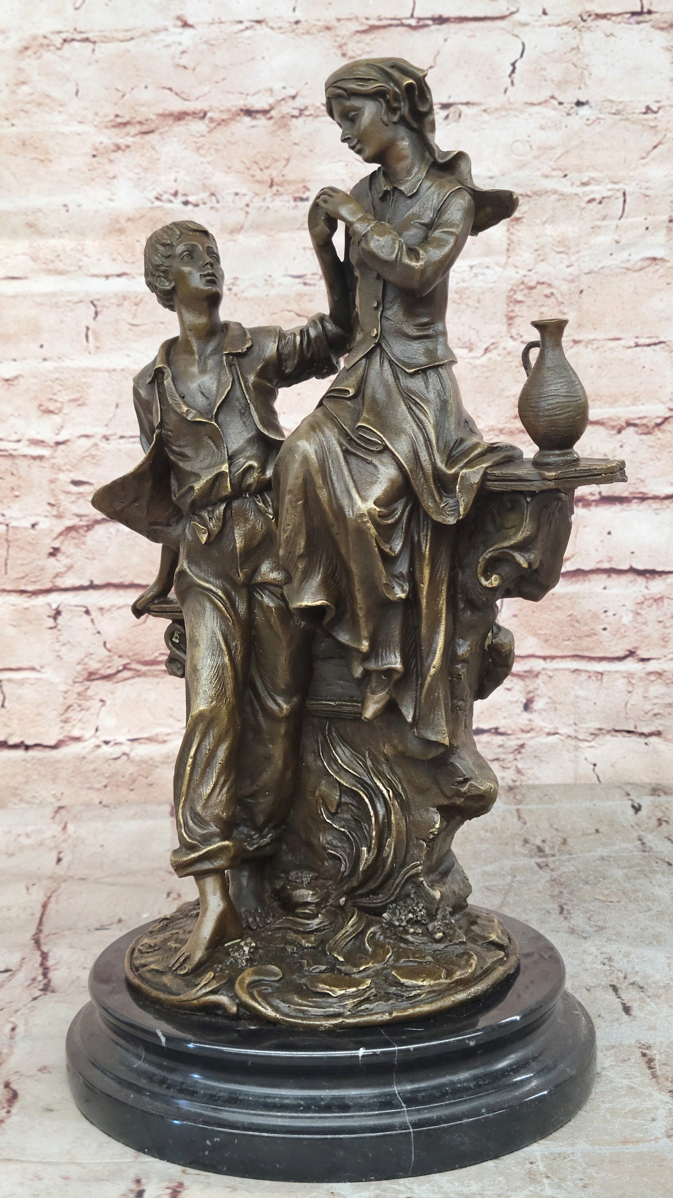Handcrafted Bronze sculpture SALE Romance Love Moreau Signed Figurine Figure Sale