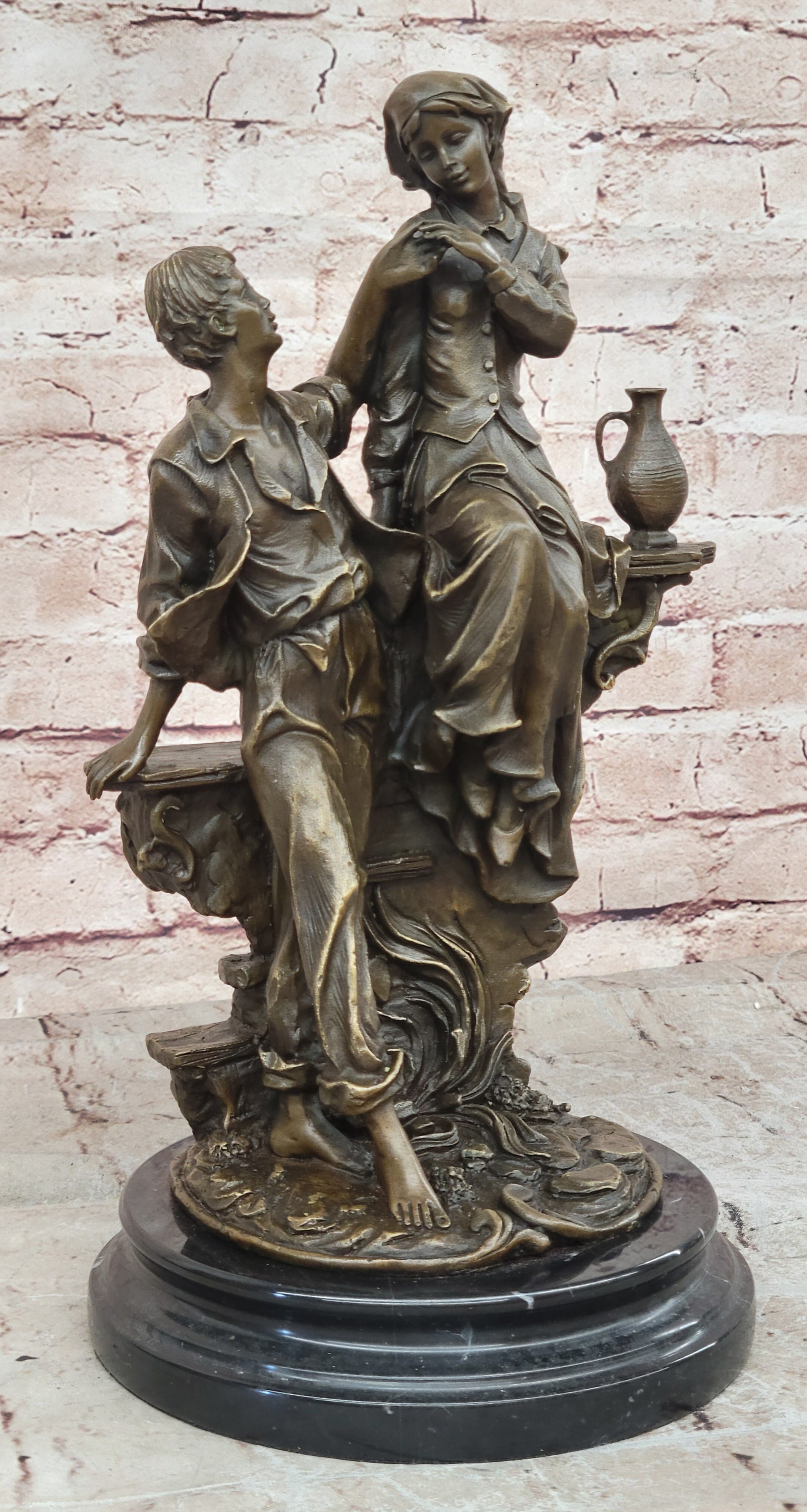 Handcrafted Bronze sculpture SALE Romance Love Moreau Signed Figurine Figure Sale