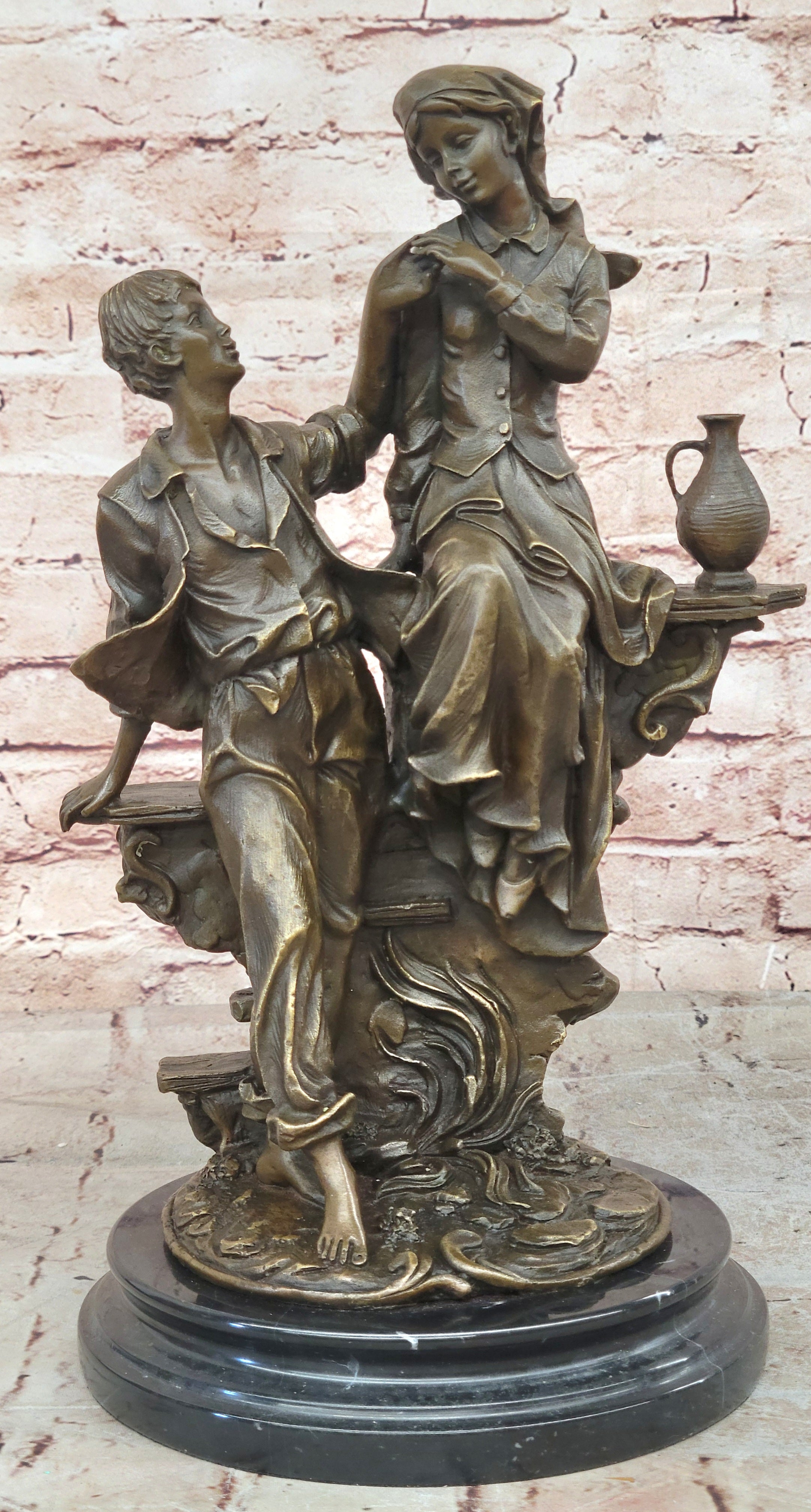 Handcrafted Bronze sculpture SALE Romance Love Moreau Signed Figurine Figure Sale