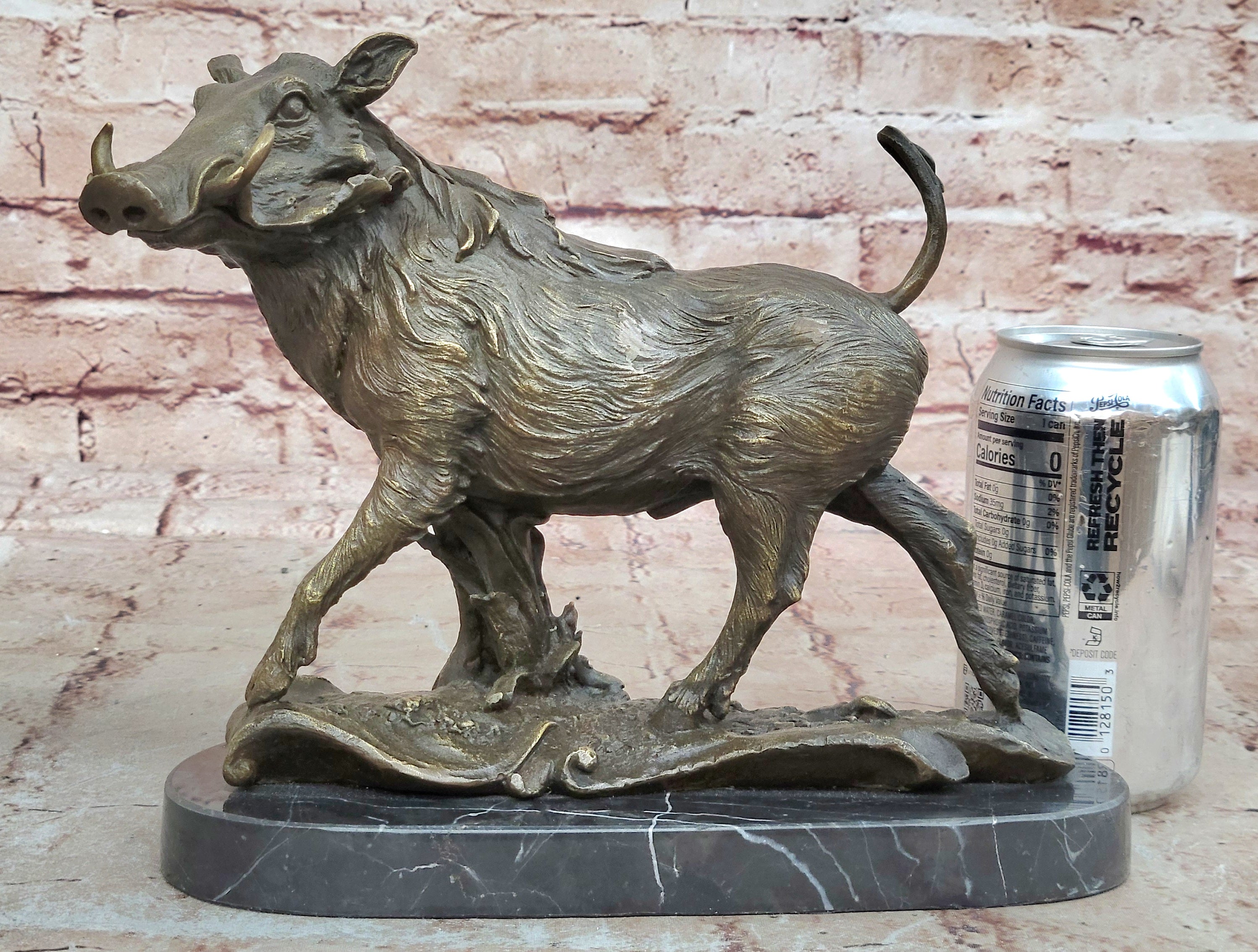 Wild Boar Hog Pig Pure Bronze Sculpture Statue Figurine Art Decor Farm Cabin NR