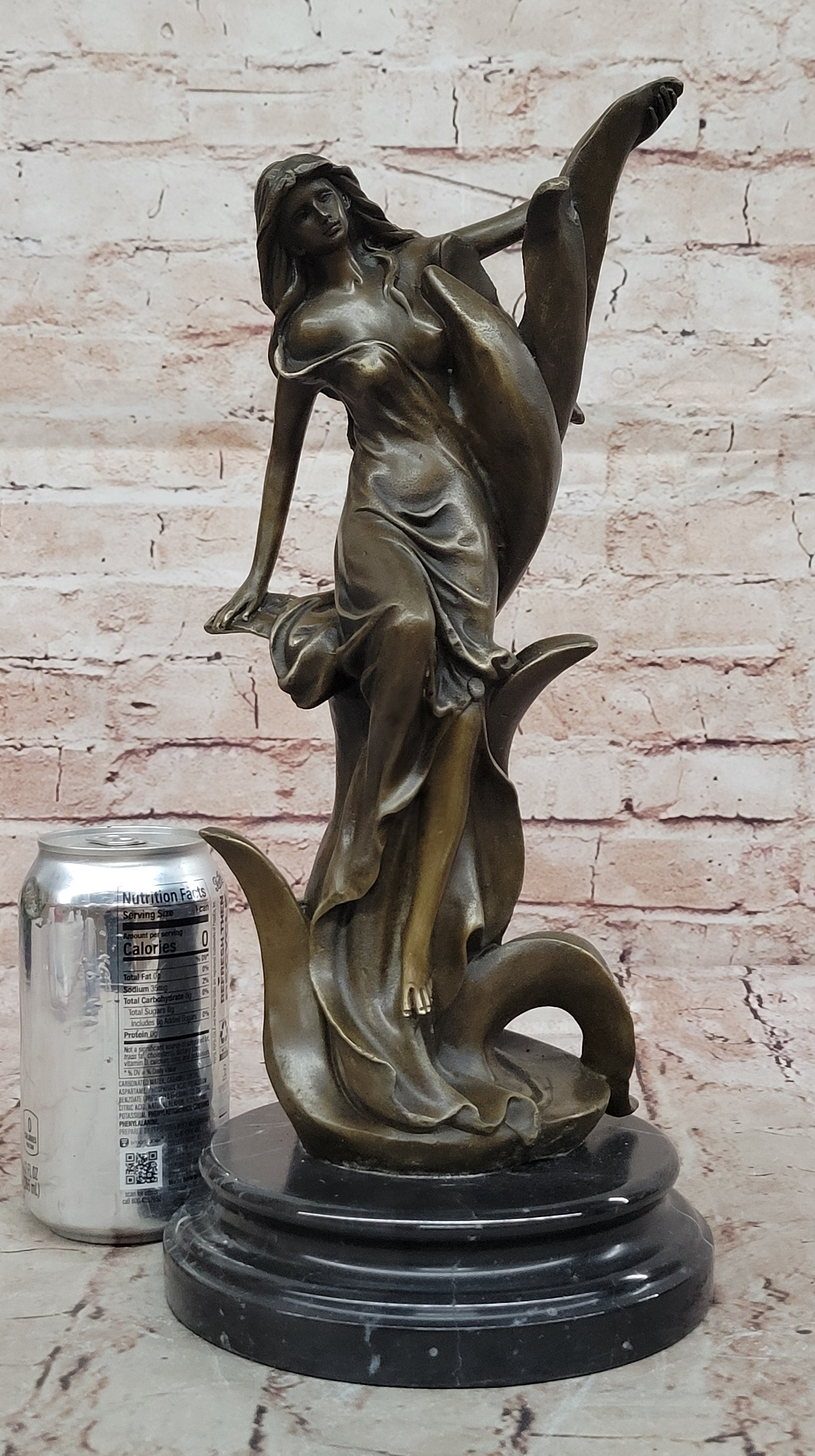 Venus Goddess Bronze Sculpture with Lily – Signed Art Nouveau Figurine, Collectible