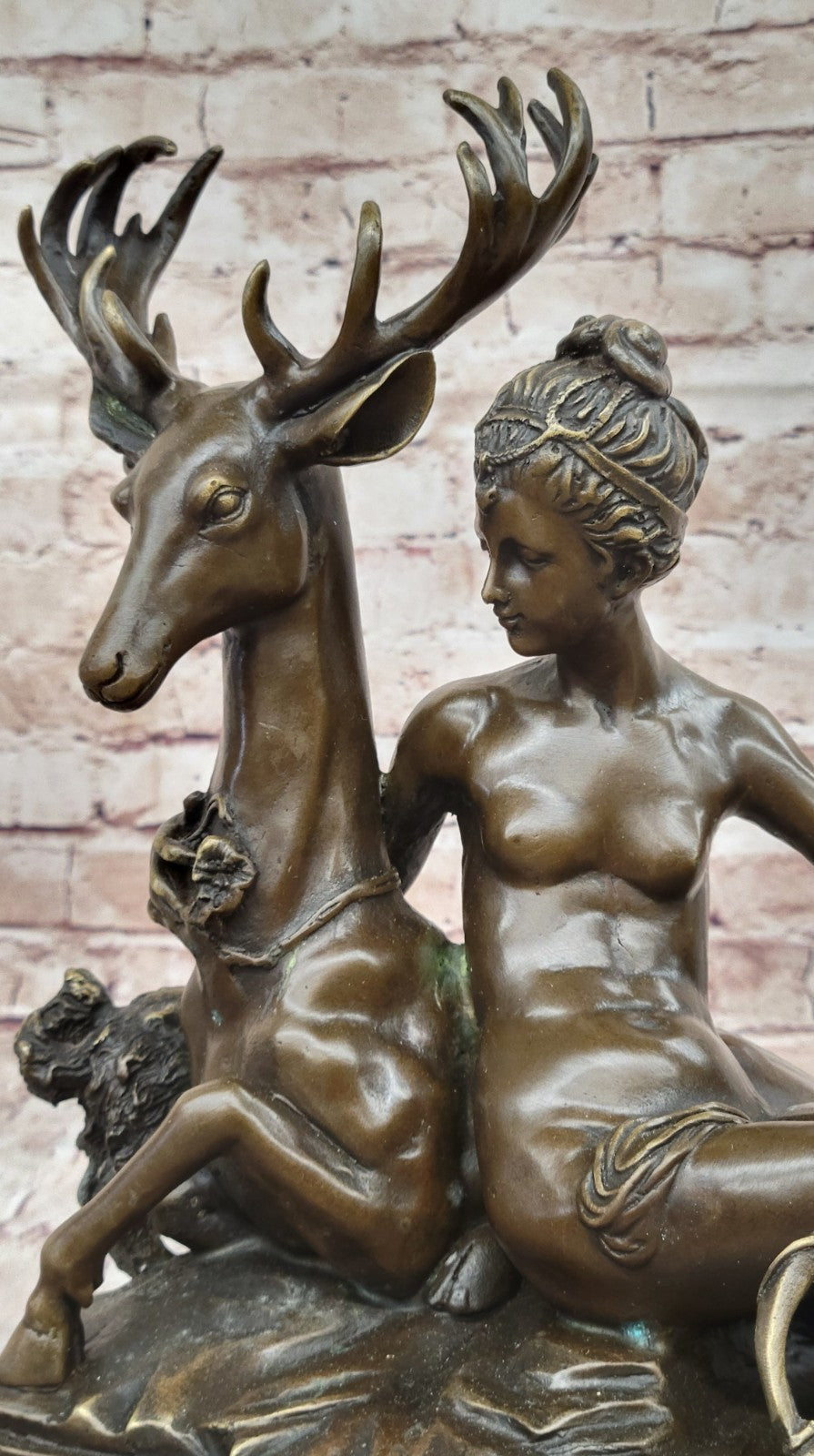 Signed: Original Nude Bronze Sculpture Diana The Huntress w/ bow Diana Statue