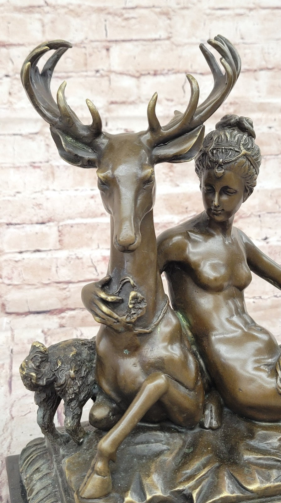 Signed: Original Nude Bronze Sculpture Diana The Huntress w/ bow Diana Statue