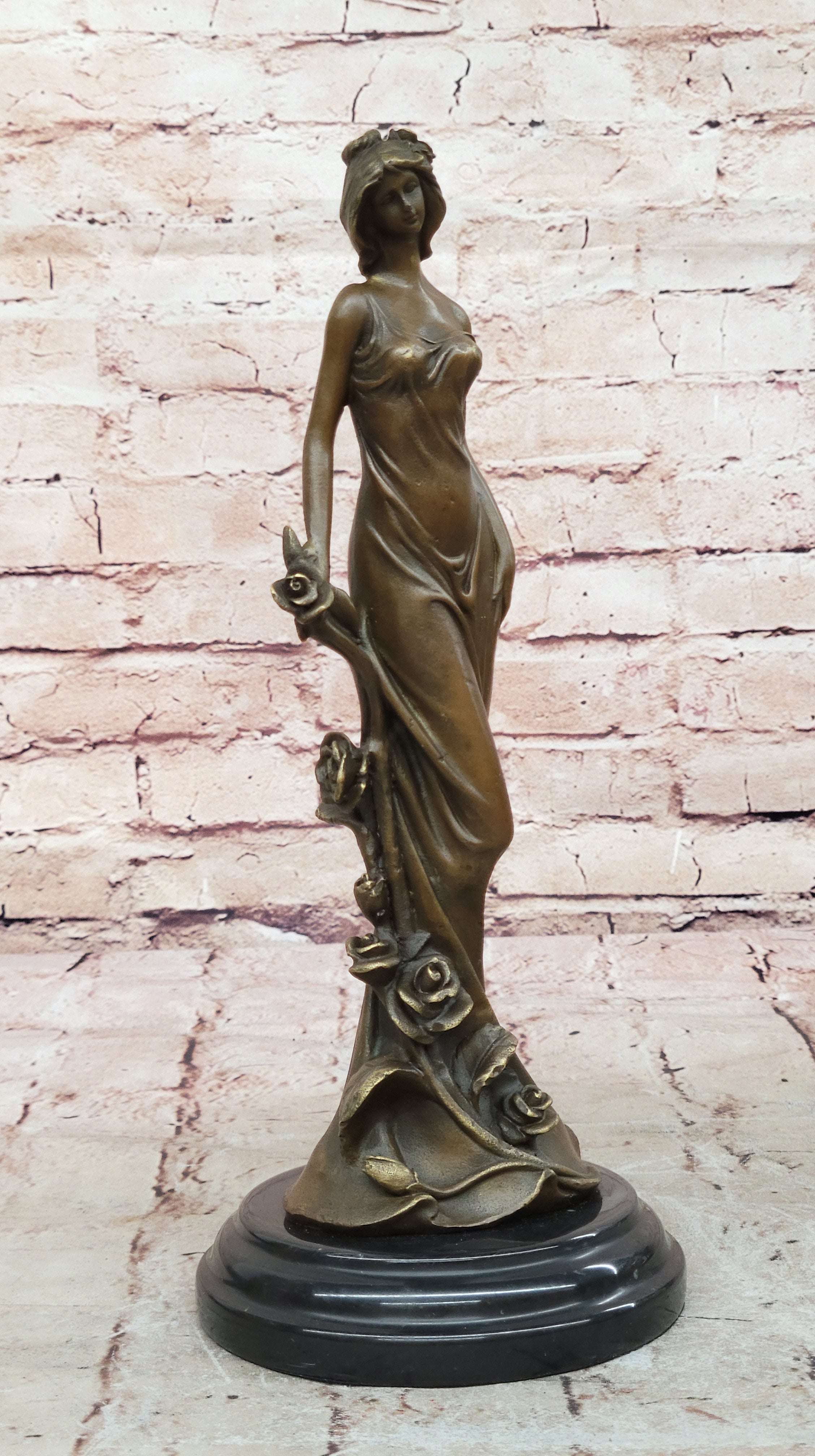Kassin Bronze Sculpture Sexy Nymph Standing Figure Signed Collectible Lost Wax Statue