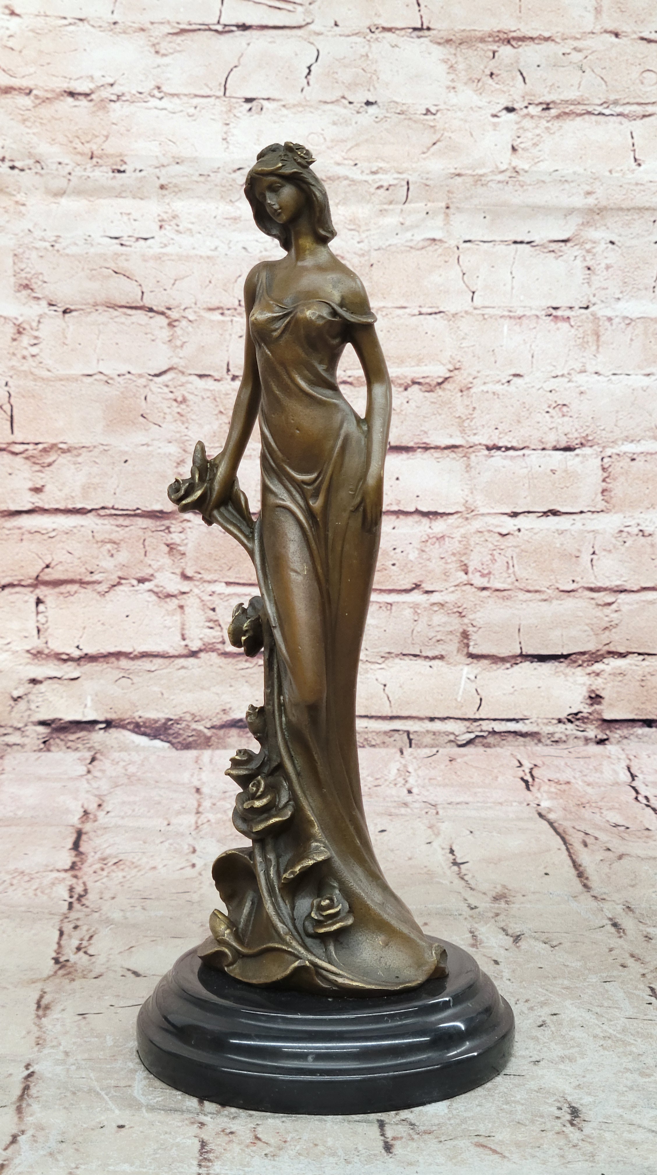 Kassin Bronze Sculpture Sexy Nymph Standing Figure Signed Collectible Lost Wax Statue