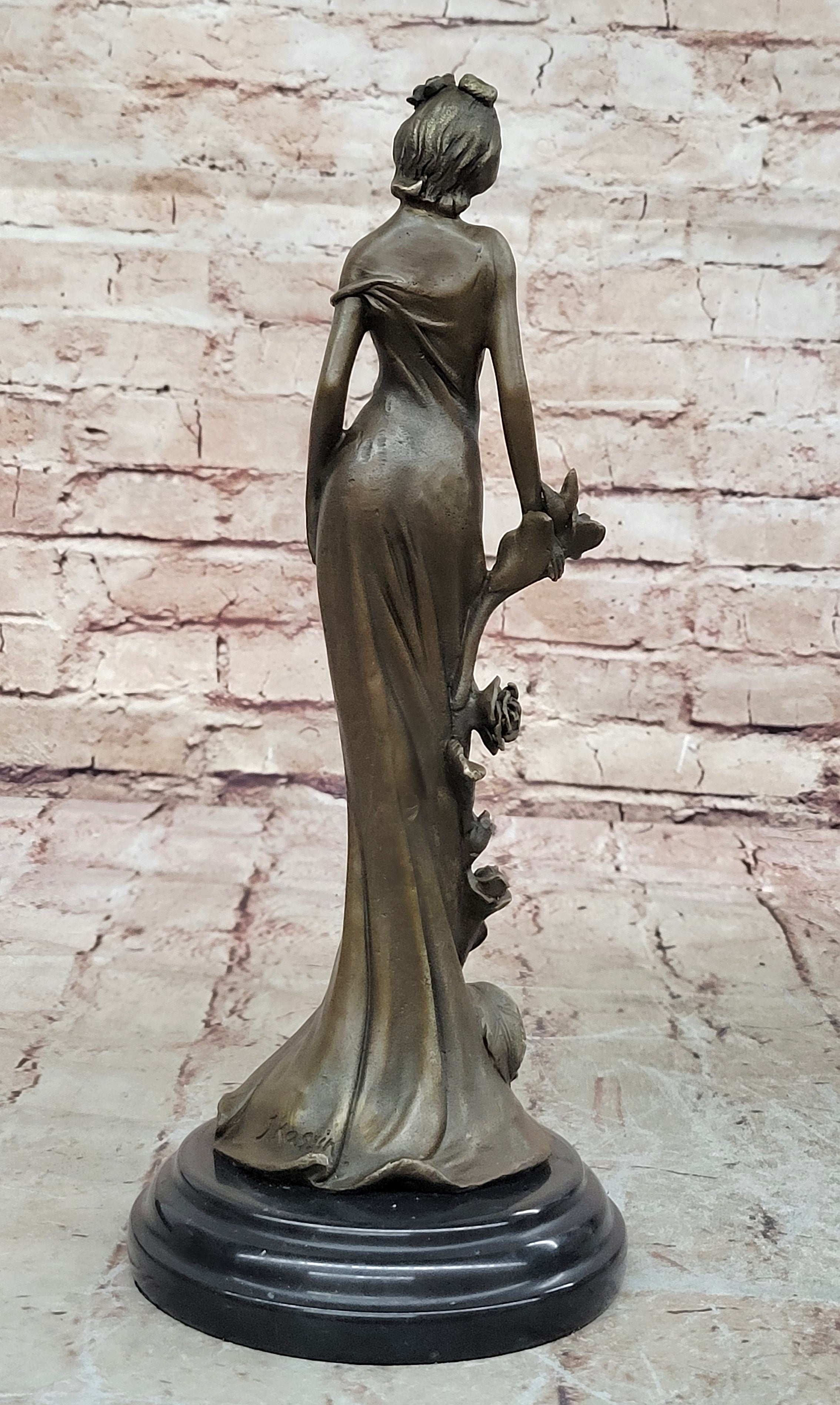 Kassin Bronze Sculpture Sexy Nymph Standing Figure Signed Collectible Lost Wax Statue