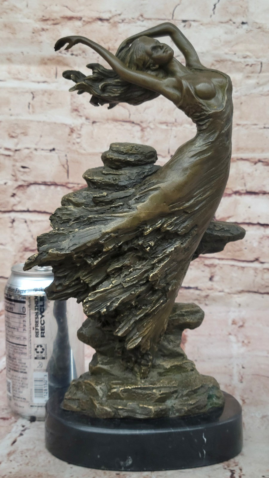 Bronze Statue Sensual Mermaid Sea Goddess Woman Art Deco Nude Figurine Sculpture