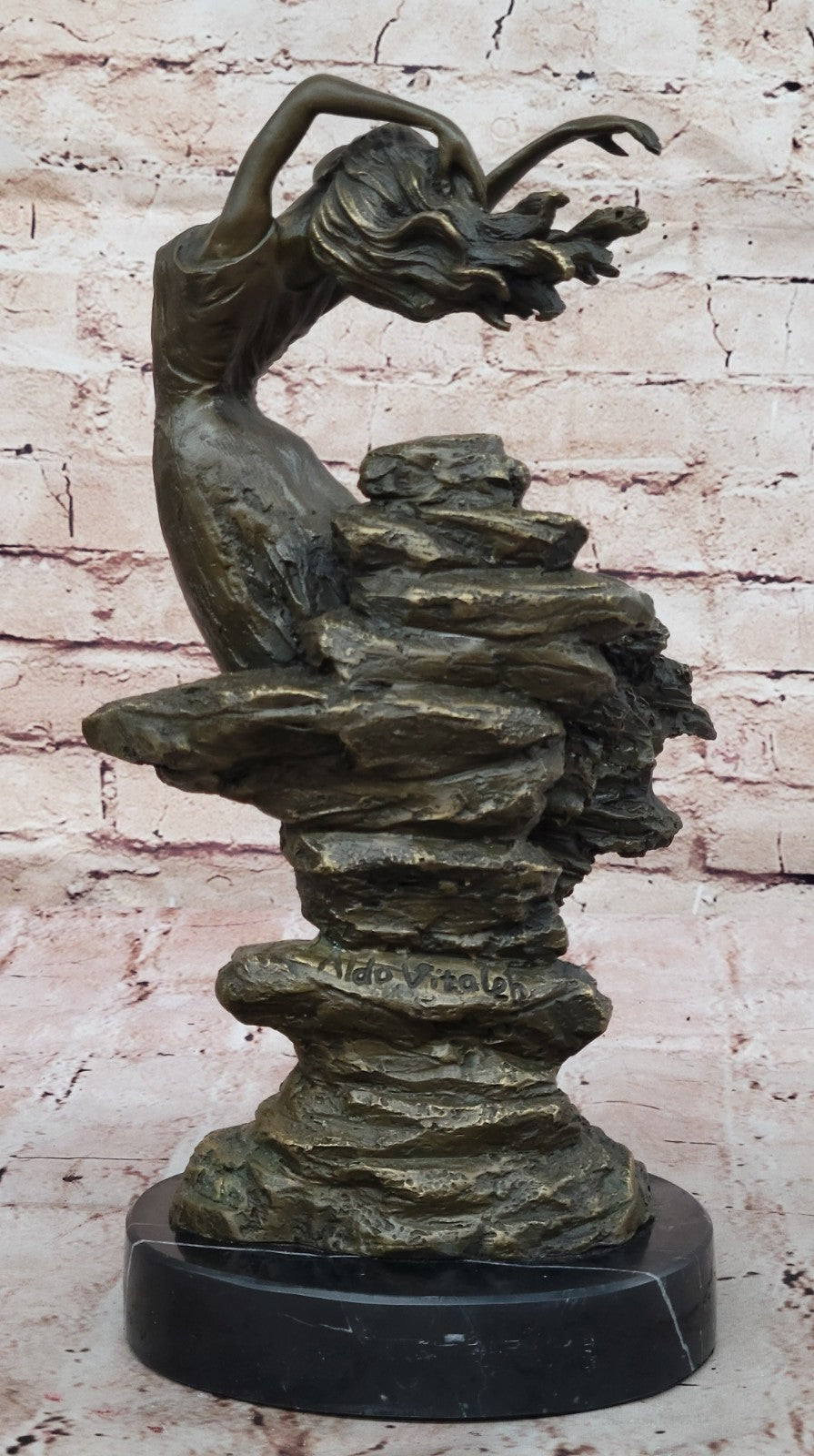 Bronze Statue Sensual Mermaid Sea Goddess Woman Art Deco Nude Figurine Sculpture
