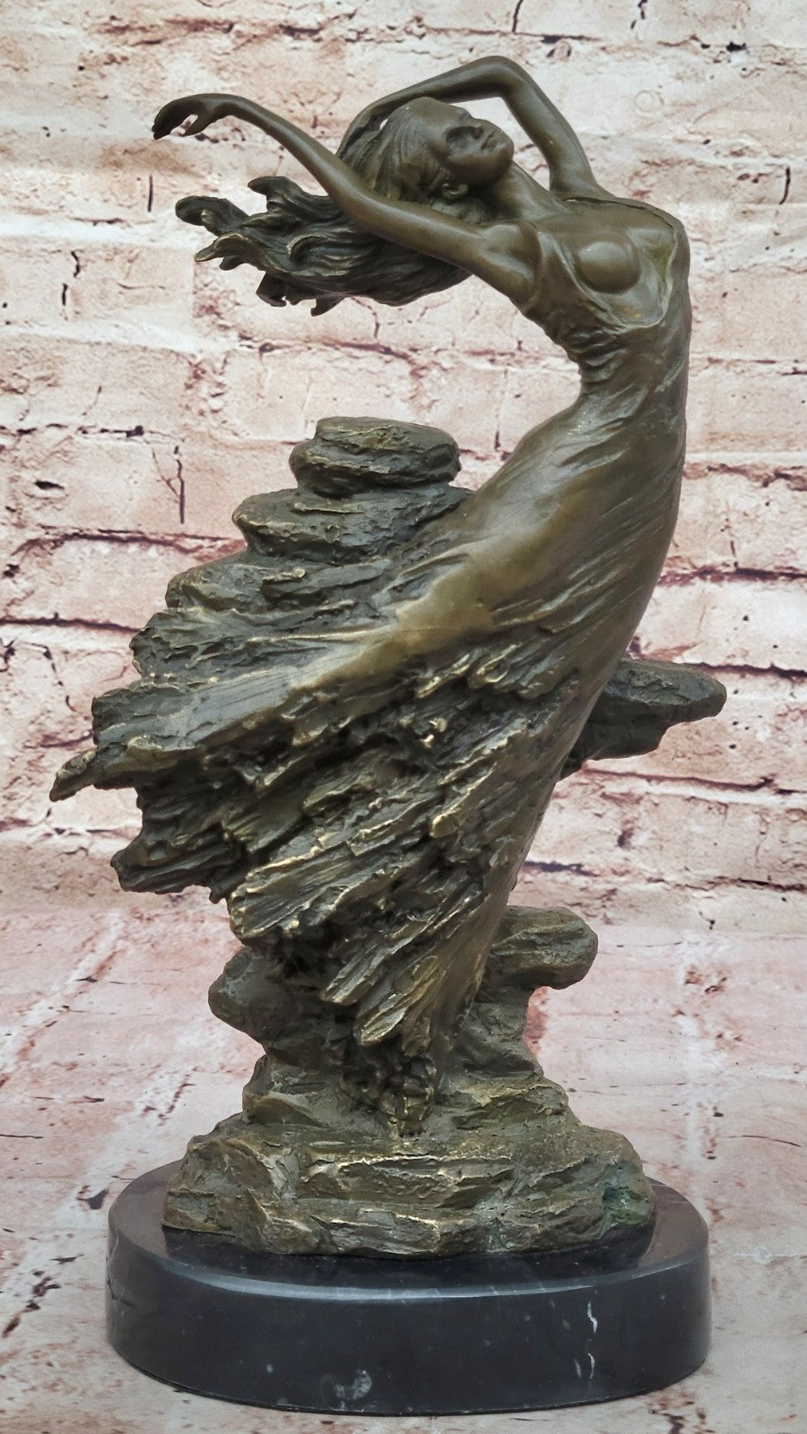 Bronze Statue Sensual Mermaid Sea Goddess Woman Art Deco Nude Figurine Sculpture