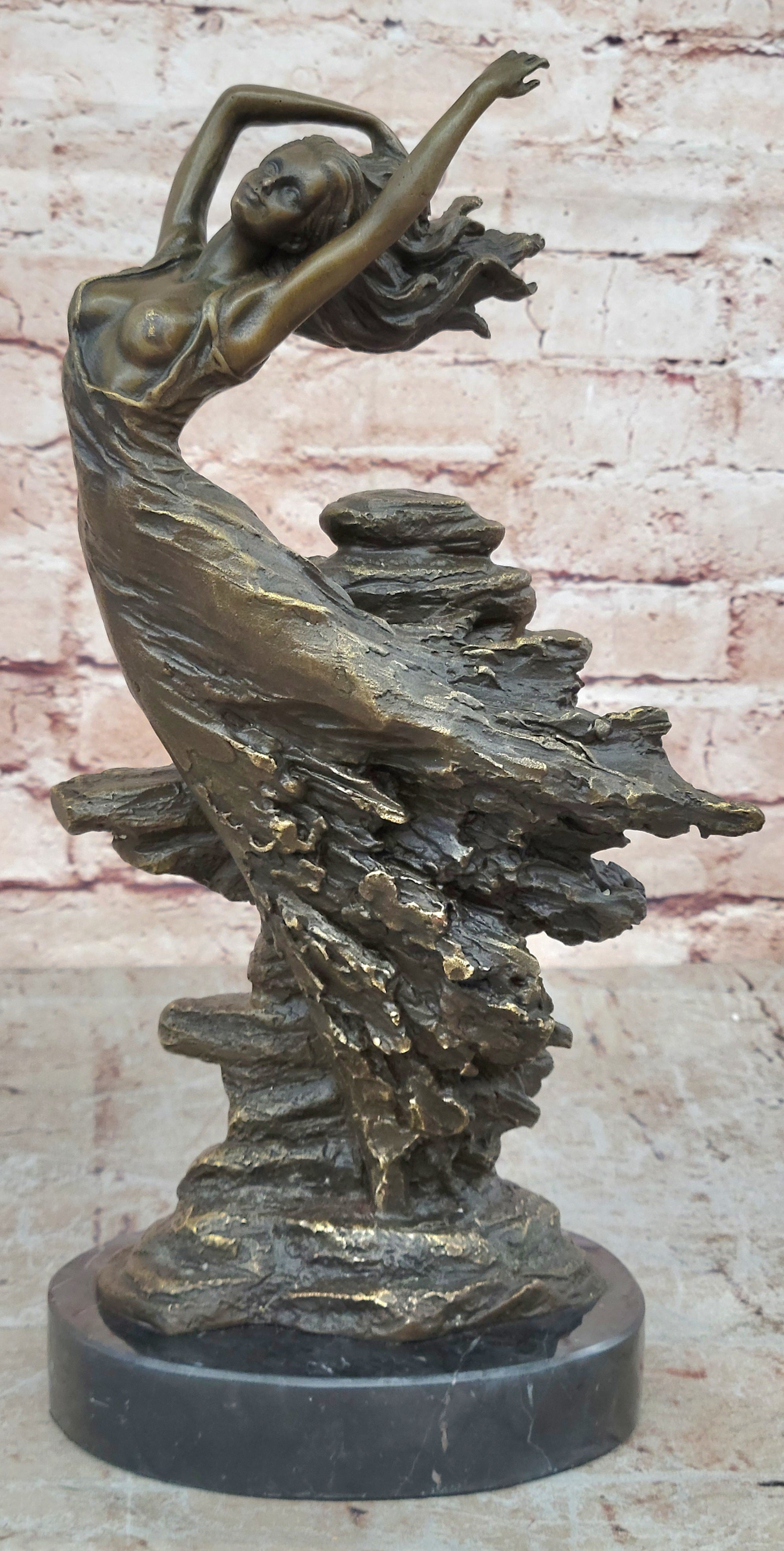 Expressive Art Deco Bronze Girl Woman Lady Figure Sculpture Statue Nude Figurine