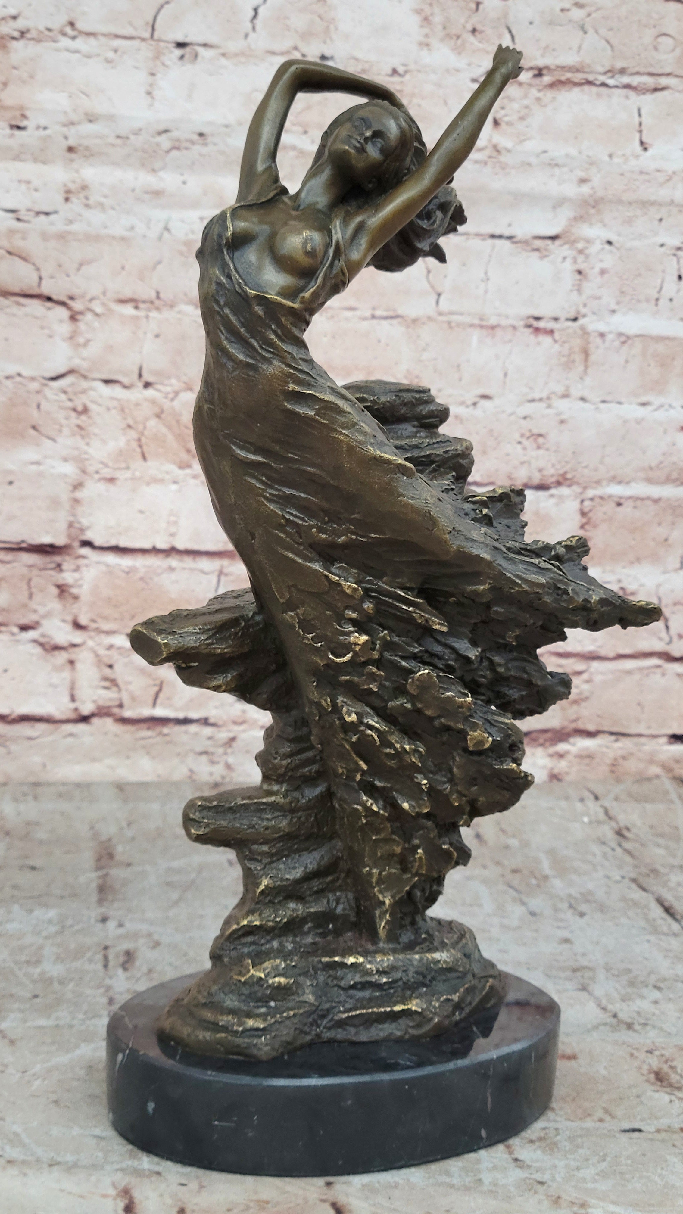 Expressive Art Deco Bronze Girl Woman Lady Figure Sculpture Statue Nude Figurine