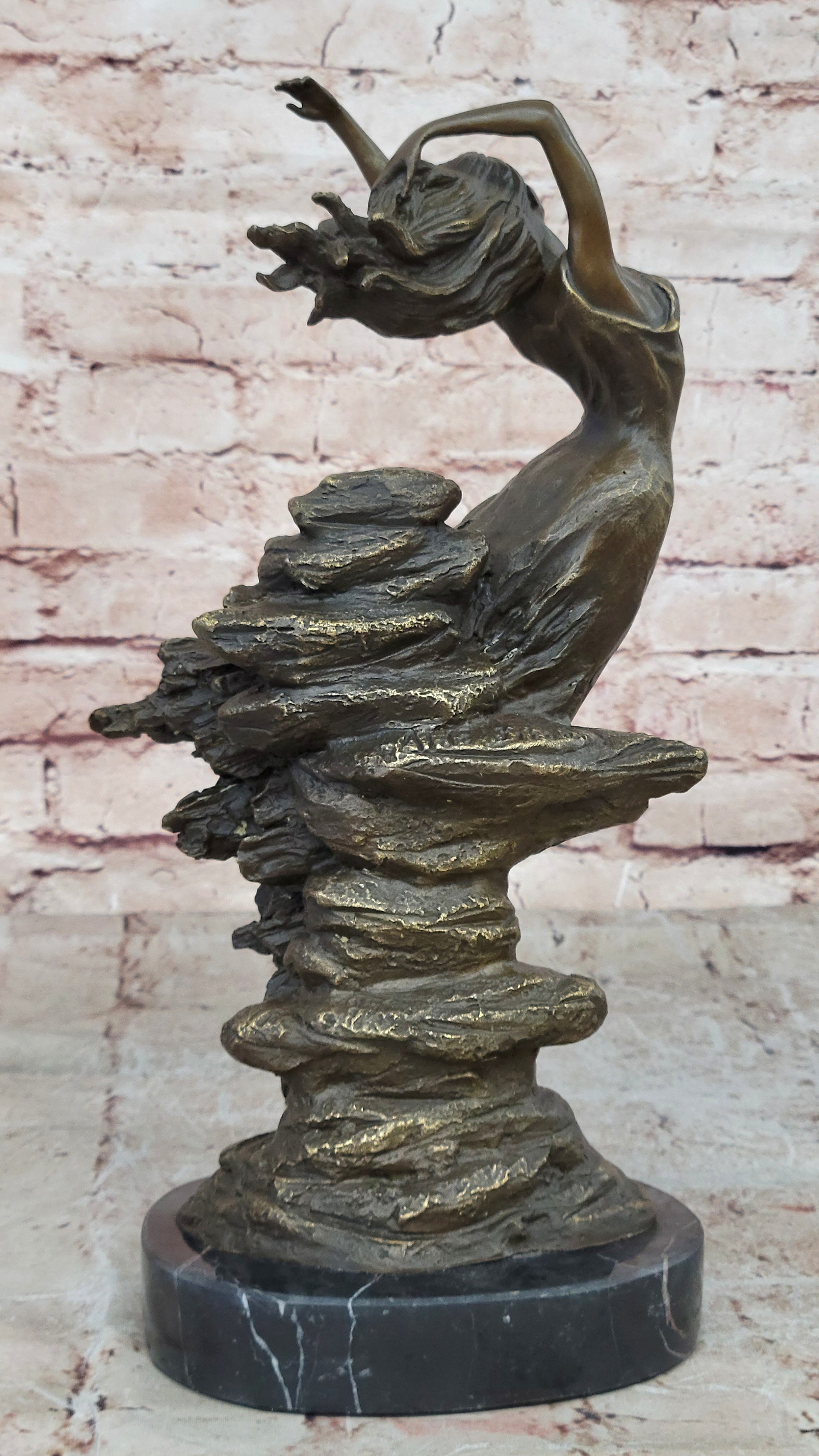 Expressive Art Deco Bronze Girl Woman Lady Figure Sculpture Statue Nude Figurine