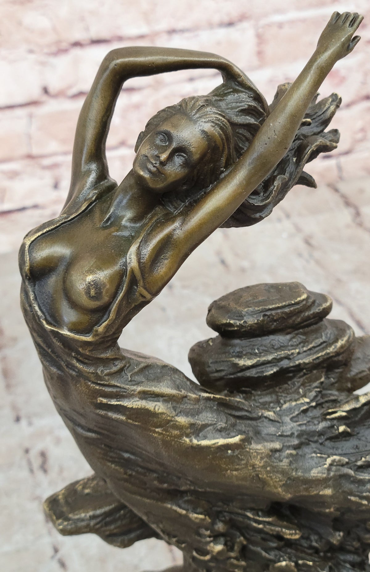 Expressive Art Deco Bronze Girl Woman Lady Figure Sculpture Statue Nude Figurine