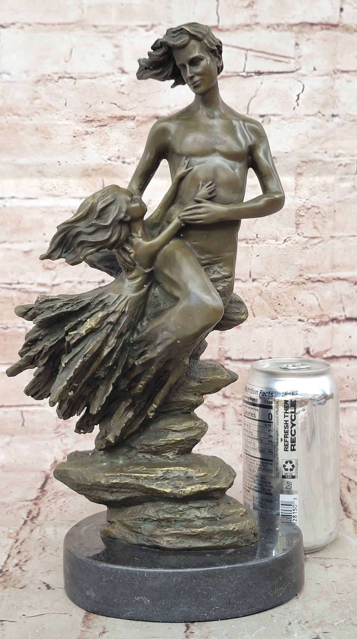 Abstract Modern Art Mid Century Nude Man in Air Real Bronze Sculpture Statue