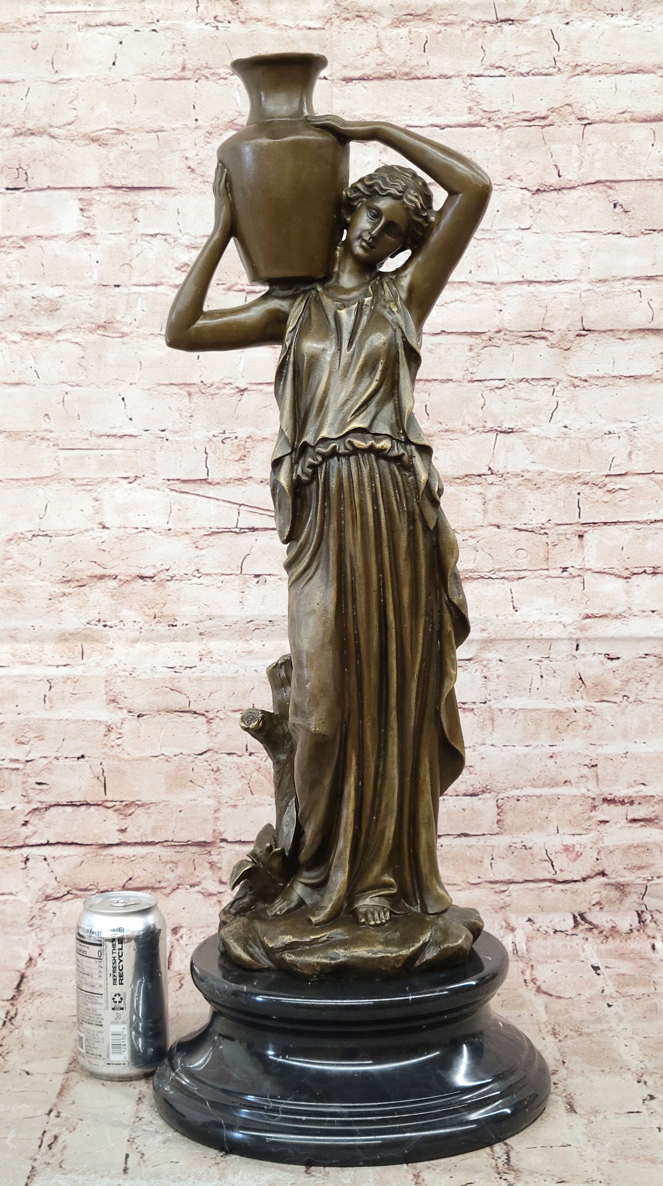 Mid Century French Bronze 28" Neoclassical sculpture of a maiden with Bucket Art
