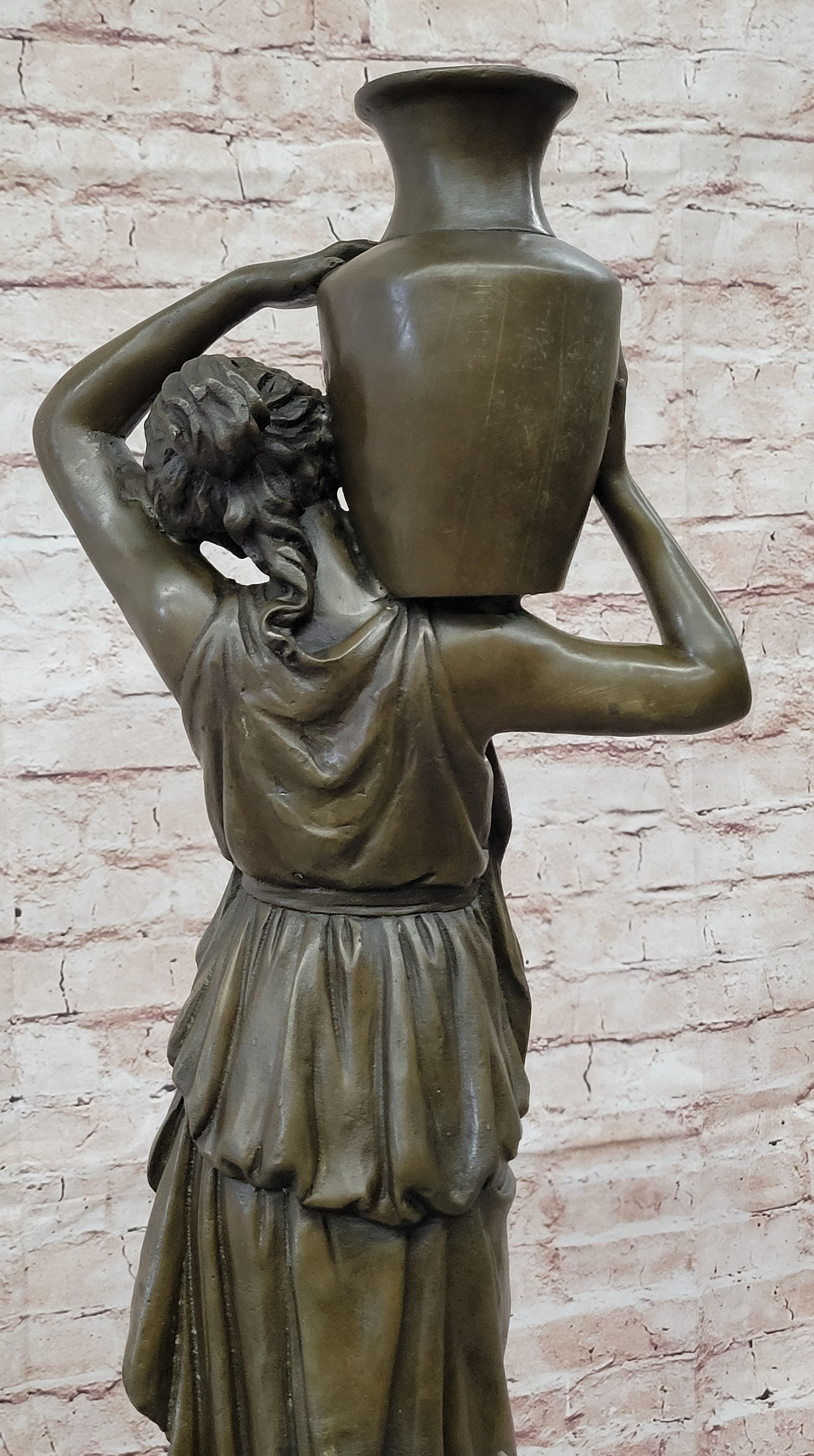 Mid Century French Bronze 28" Neoclassical sculpture of a maiden with Bucket Art