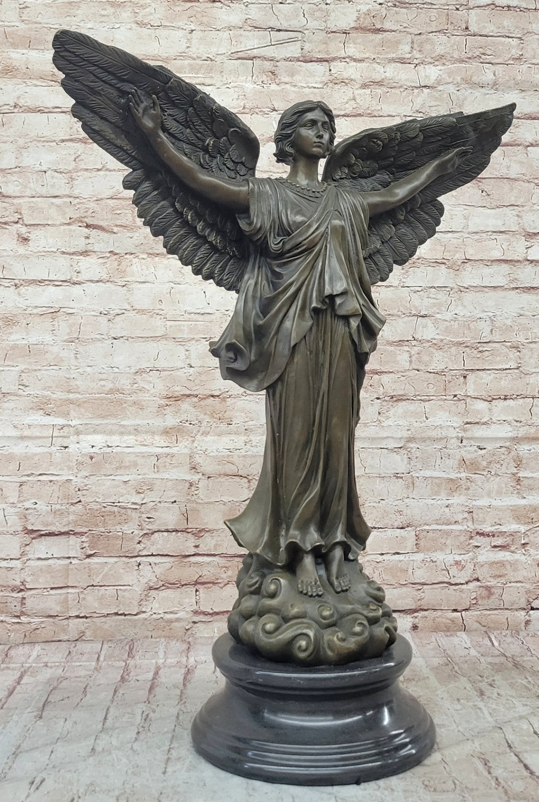 SIGNED Vitaleh, bronze statue Nude Female Custodian Angel Home Figurine Hot Cast