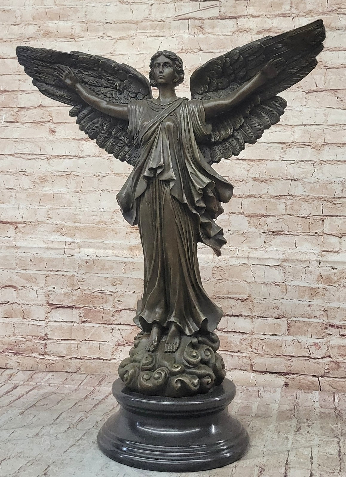 SIGNED Vitaleh, bronze statue Nude Female Custodian Angel Home Figurine Hot Cast