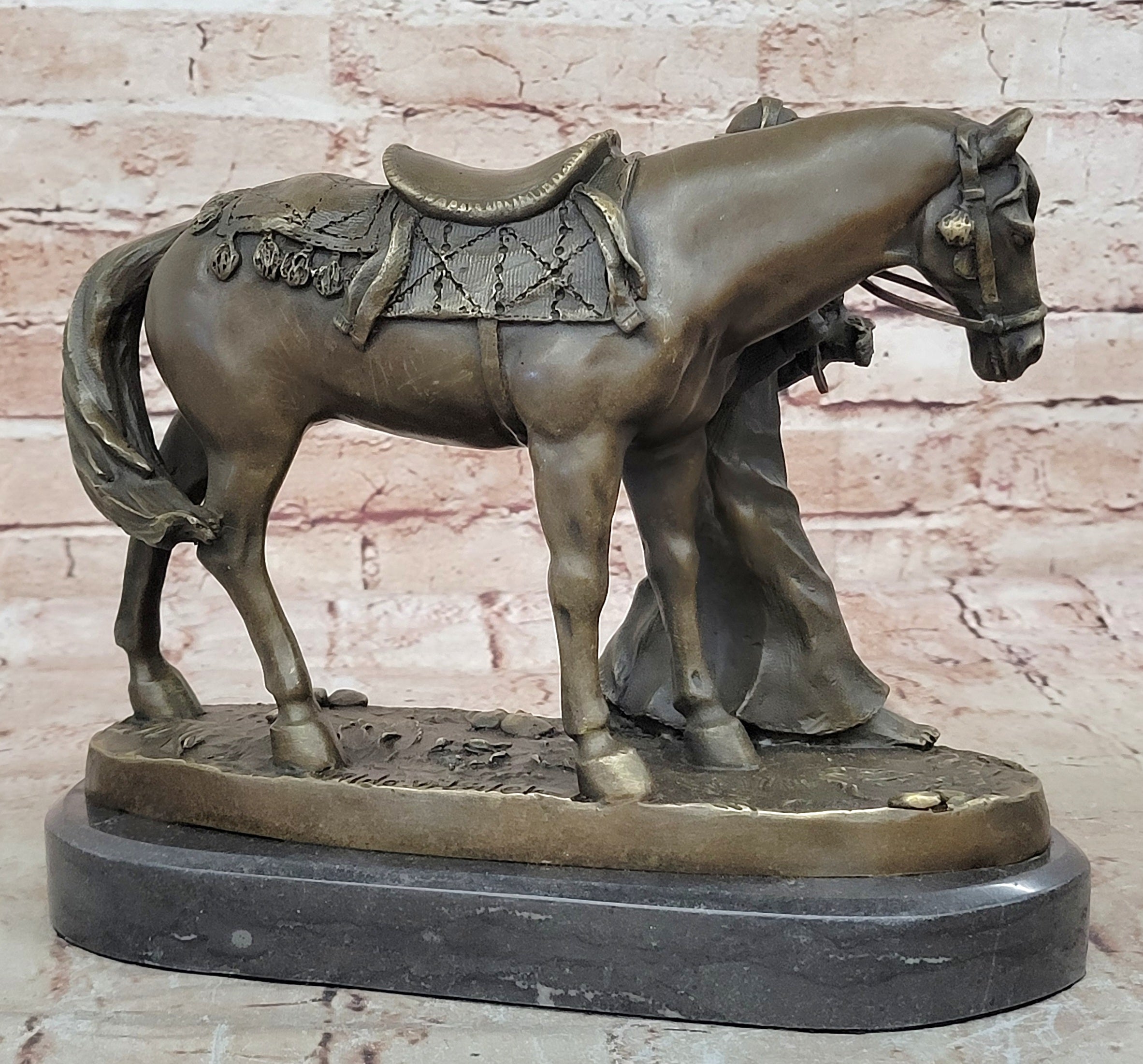 Arabian Charm: Aldo Vitaleh`s Handcrafted Bronze Statue - Arab Man with Falcon