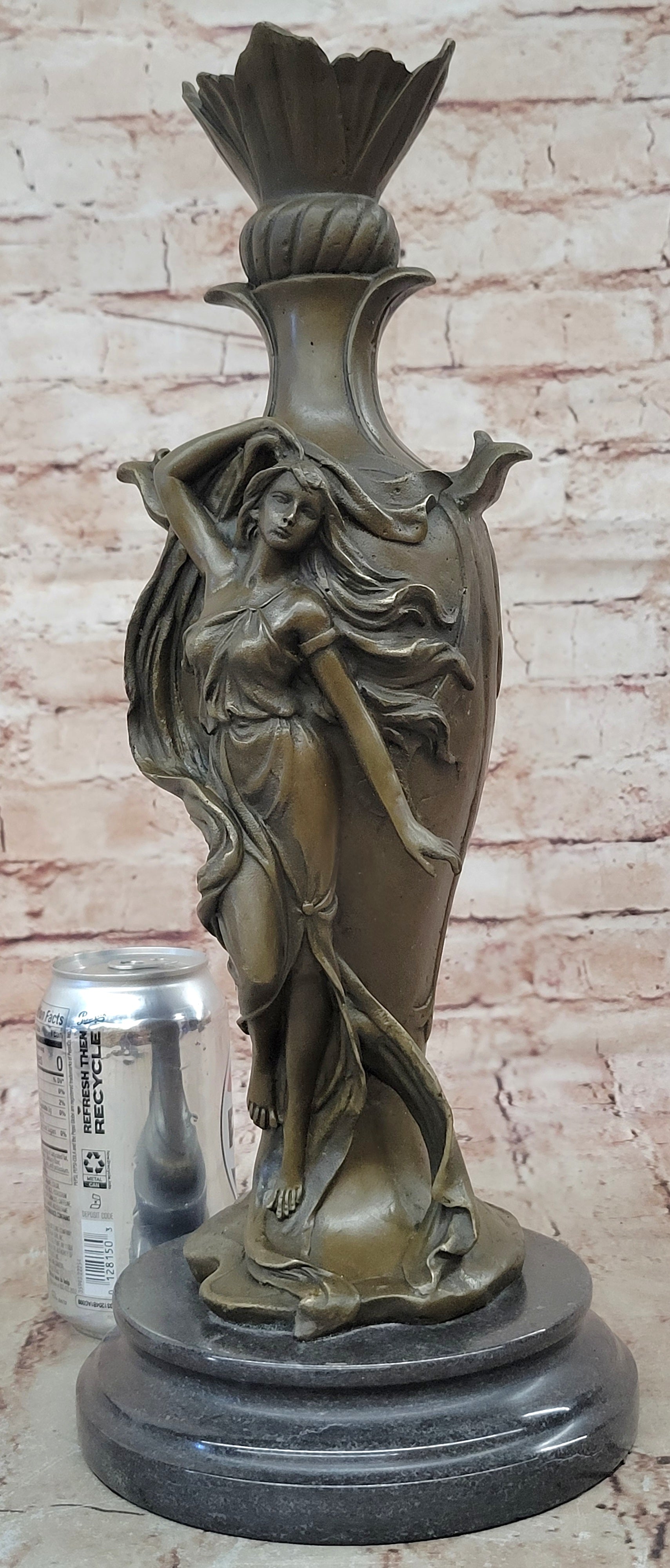 Vintage Art Nouveau Bronze Signed Cheret Nymph Goddess Statue Sculpture Gift