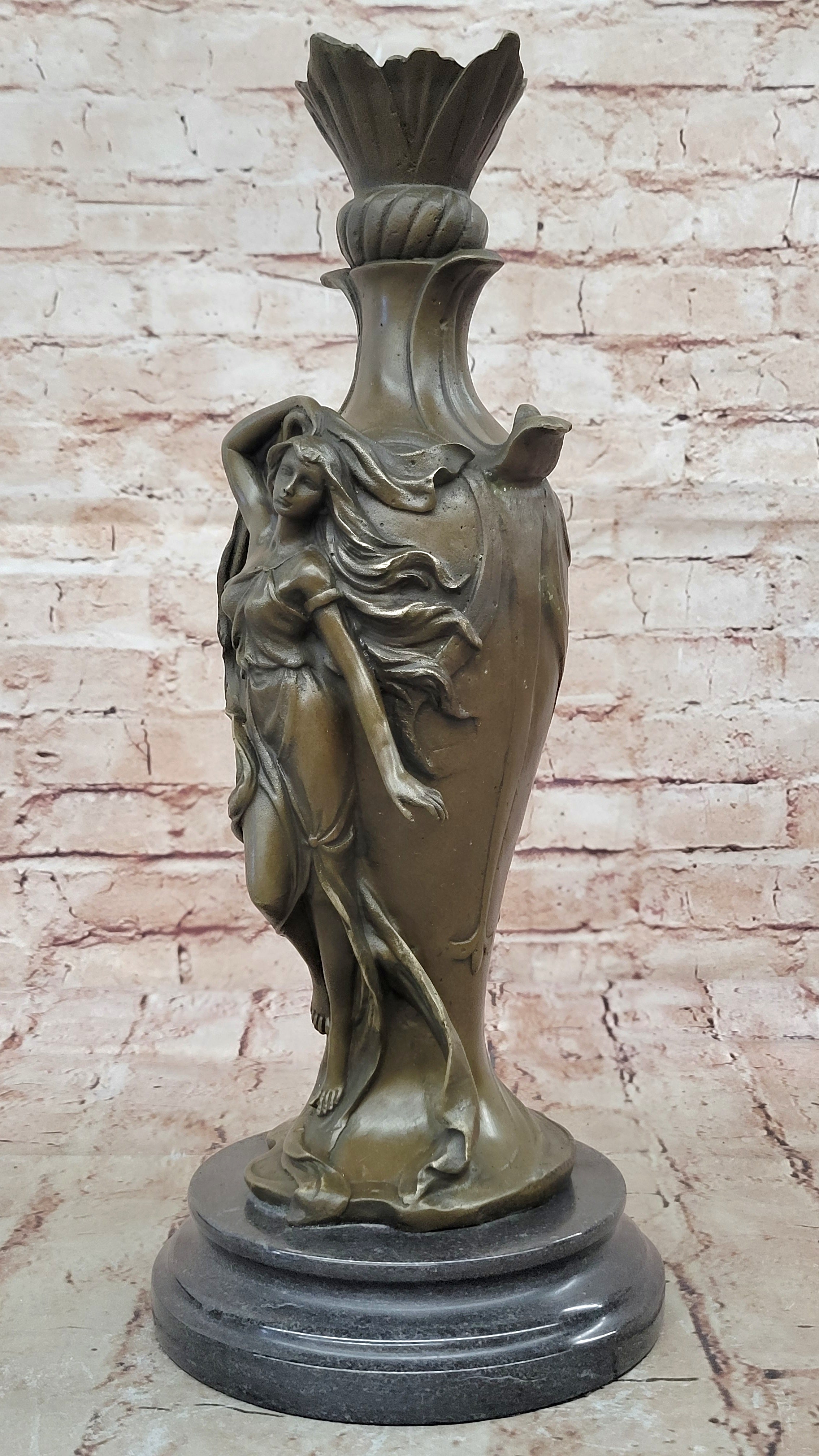 Vintage Art Nouveau Bronze Signed Cheret Nymph Goddess Statue Sculpture Gift