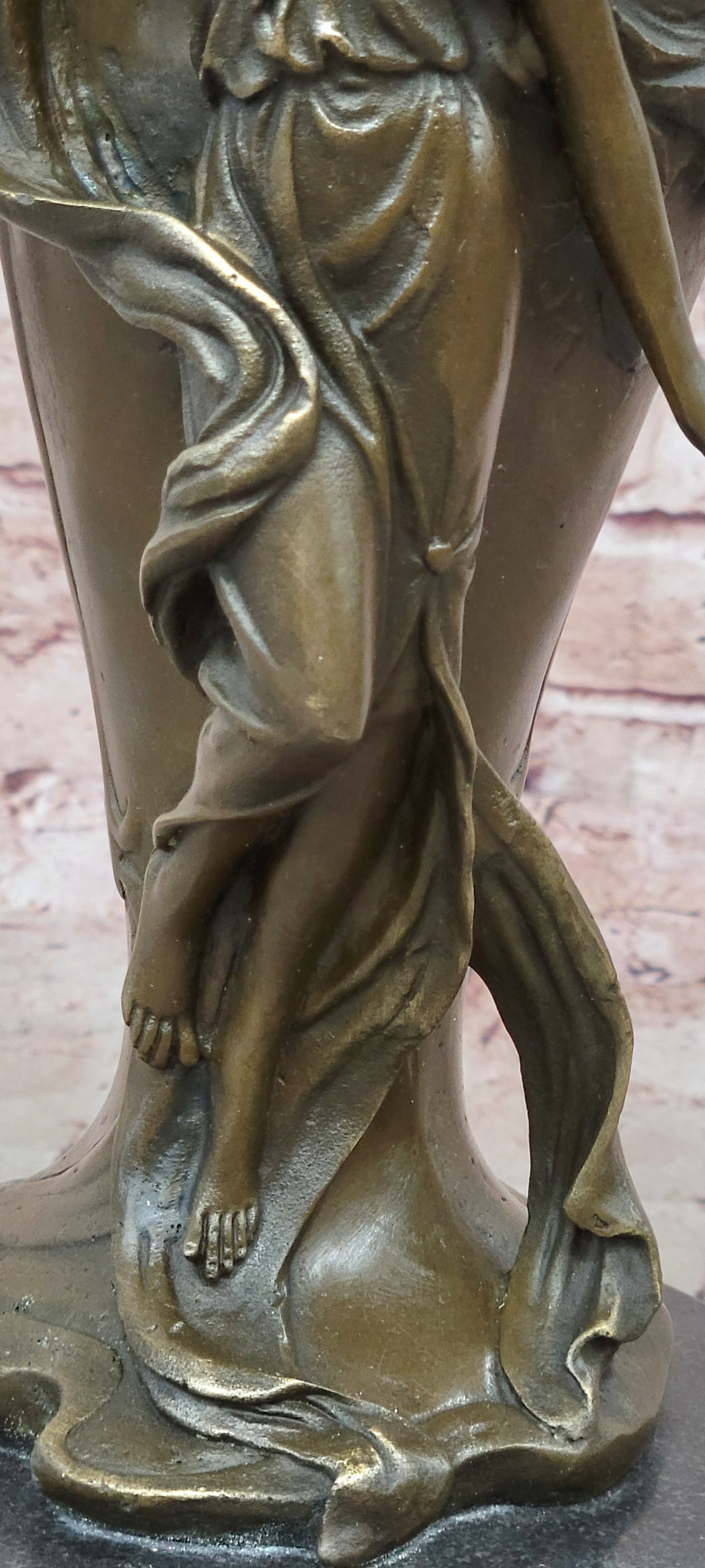 Vintage Art Nouveau Bronze Signed Cheret Nymph Goddess Statue Sculpture Gift