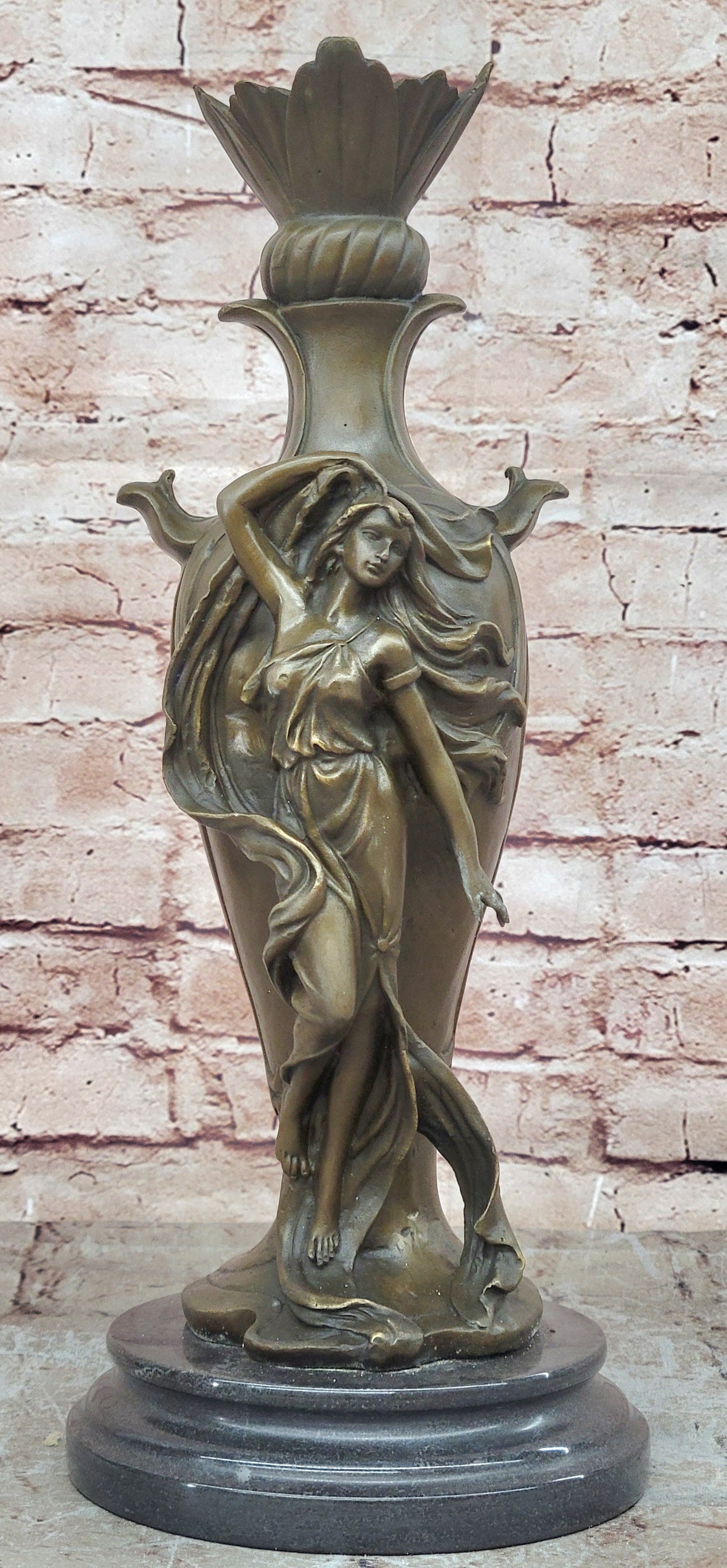 Vintage Art Nouveau Bronze Signed Cheret Nymph Goddess Statue Sculpture Gift
