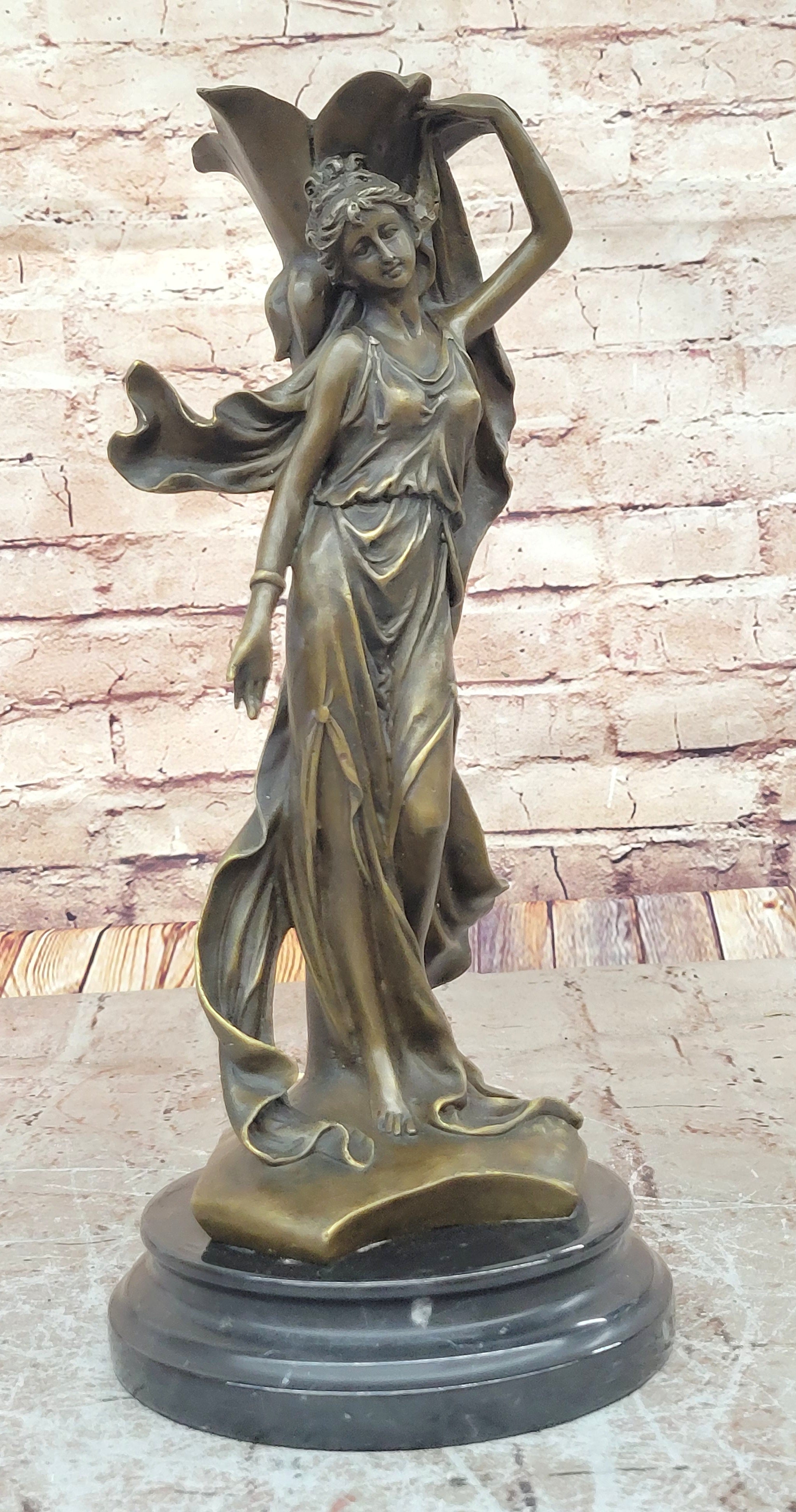 Sexy Art Deco Woman Bronze Statue – Signed Detailed Sculpture, Collectible Home Figurine