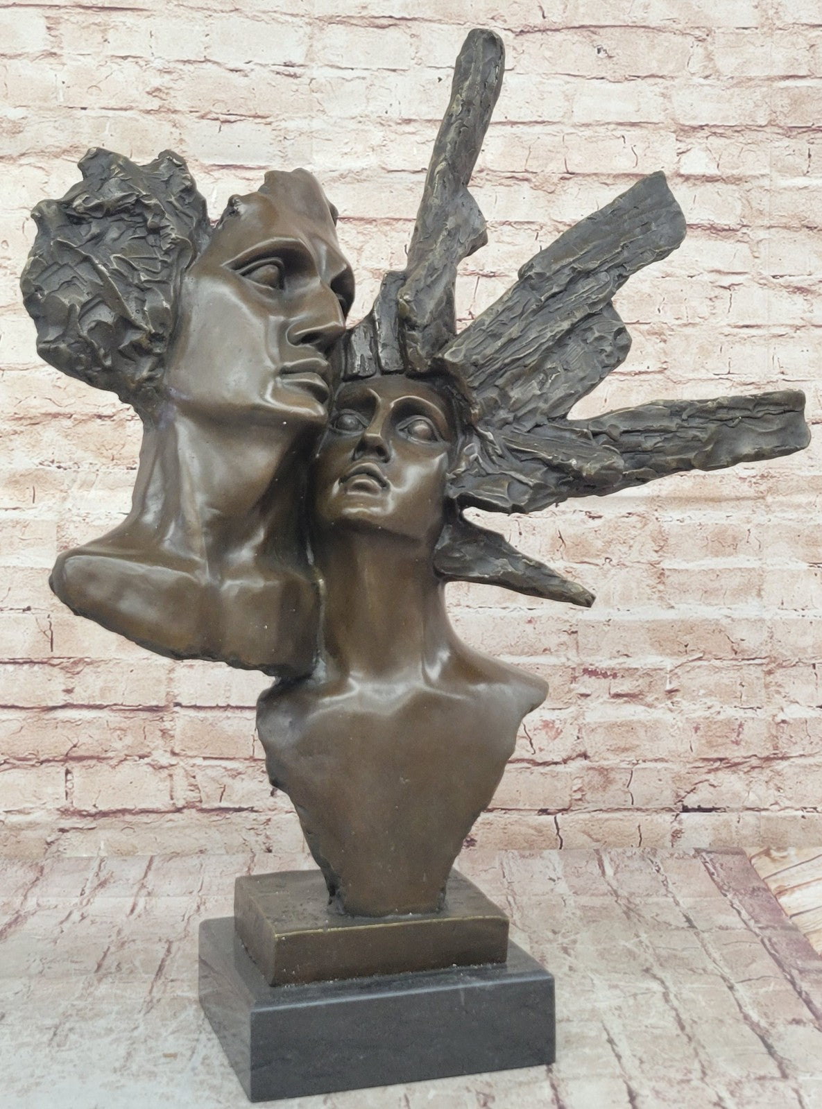 Christmas Perfect Gift Handcrafted Detailed Couple Bronze Sculpture Figurine