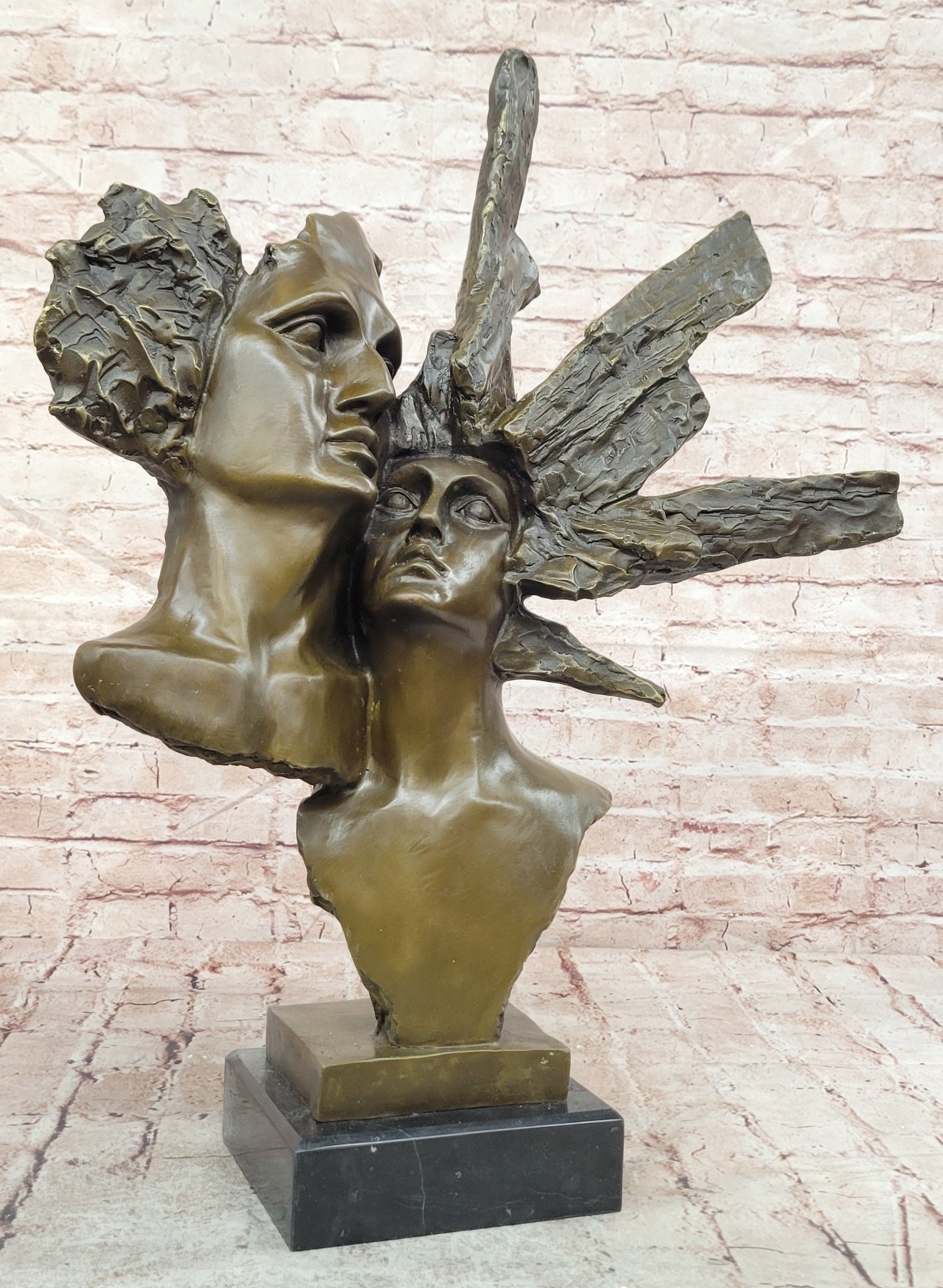 Christmas Perfect Gift Handcrafted Detailed Couple Bronze Sculpture Figurine