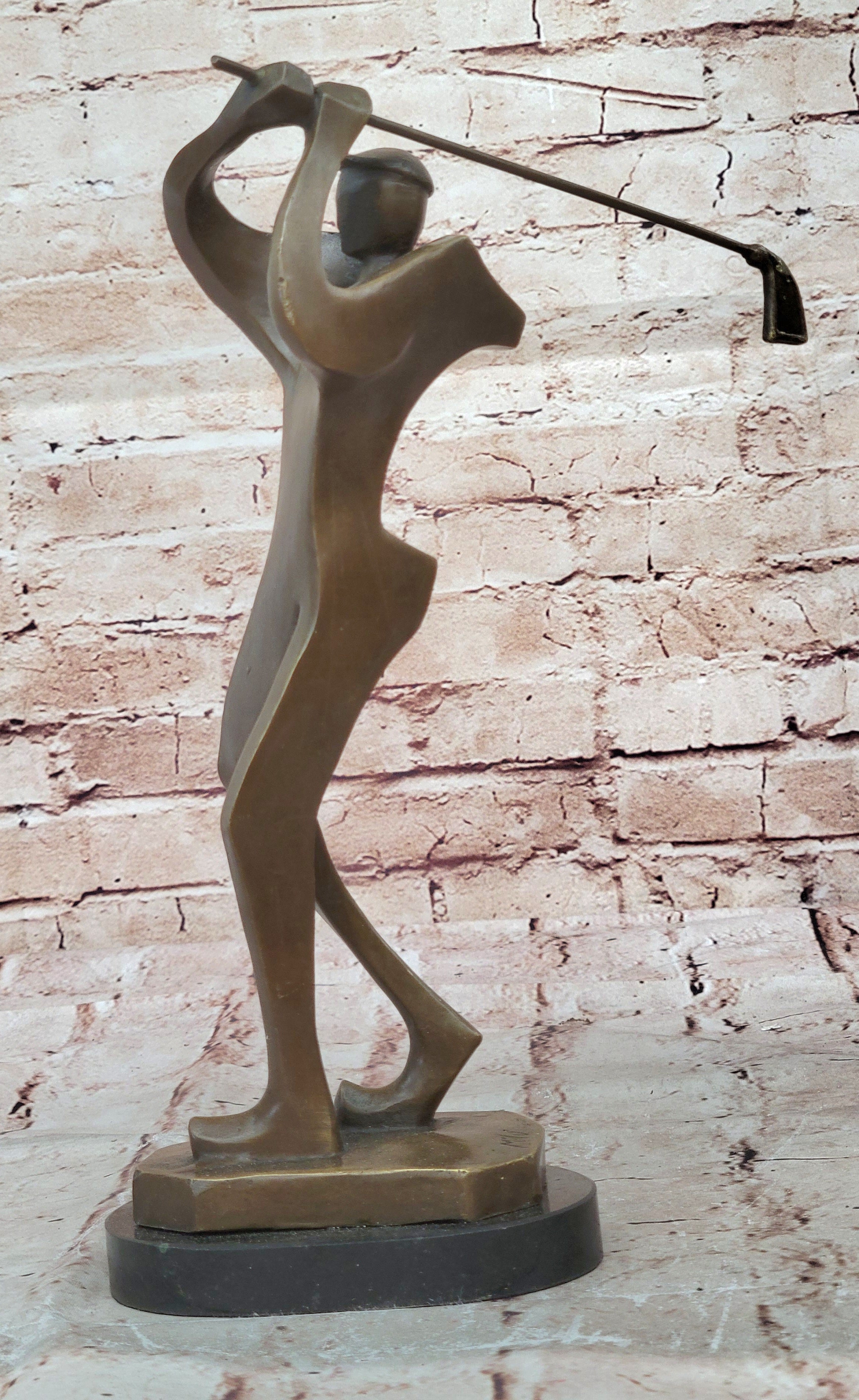 Bronze Sculpture, Hand Made Statue Sports Signed Milo Abstract Tall Golfer Gift