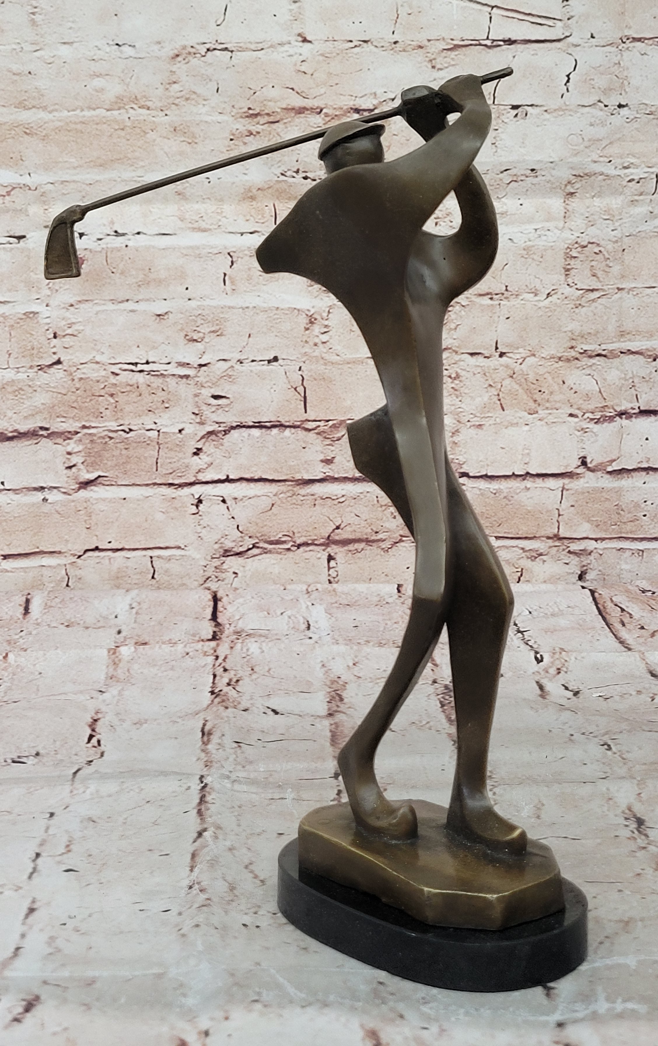 Bronze Sculpture, Hand Made Statue Sports Signed Milo Abstract Tall Golfer Gift