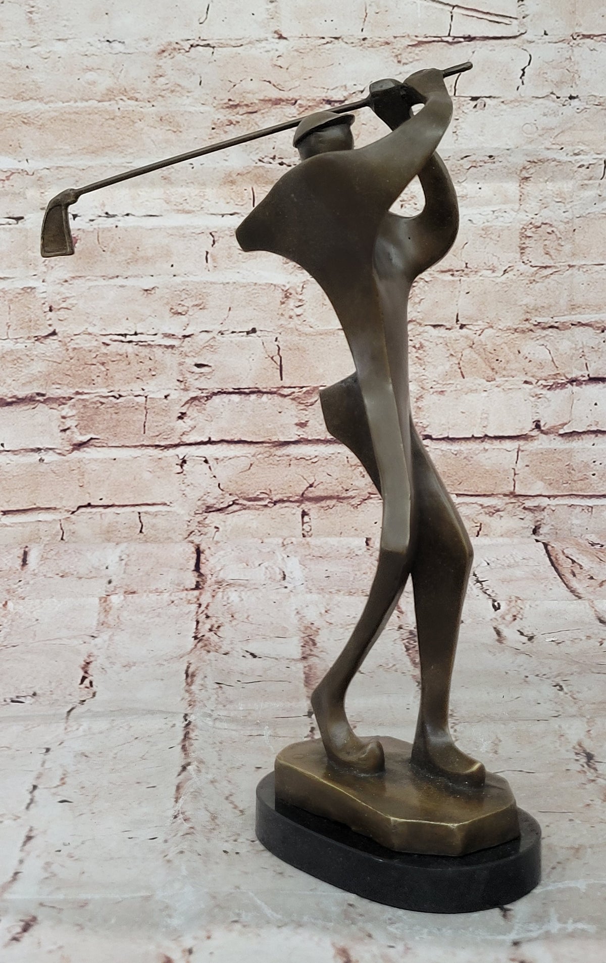 Bronze Sculpture, Hand Made Statue Sports Signed Milo Abstract Tall Golfer Gift