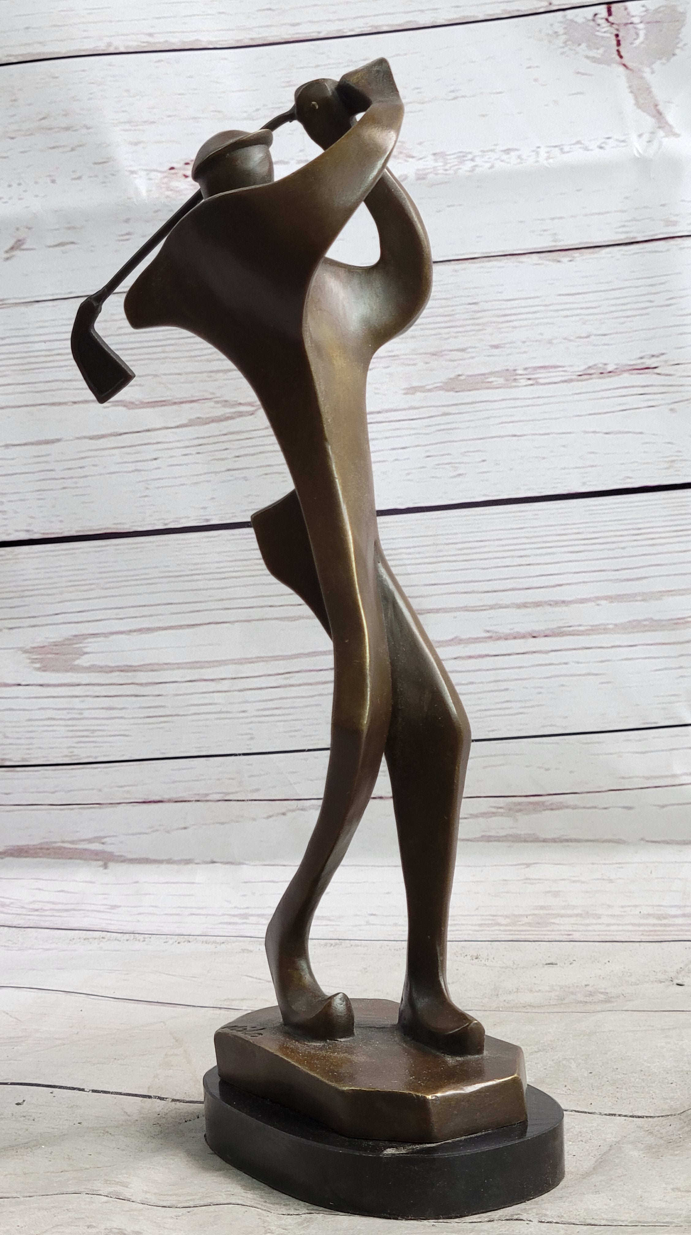 Bronze Sculpture, Hand Made Statue Sports Signed Milo Abstract Tall Golfer Gift