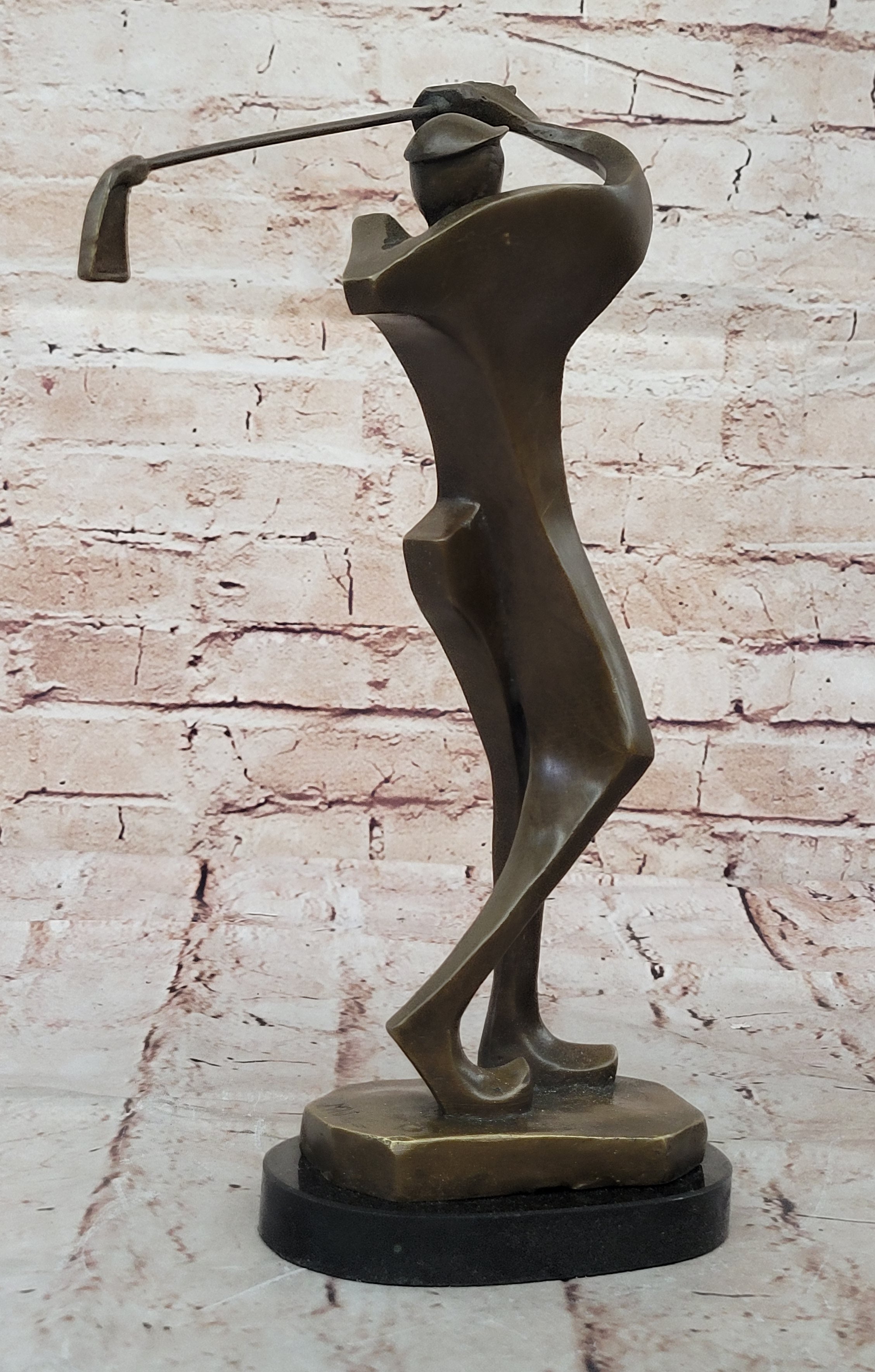 Bronze Sculpture, Hand Made Statue Sports Signed Milo Abstract Tall Golfer Gift