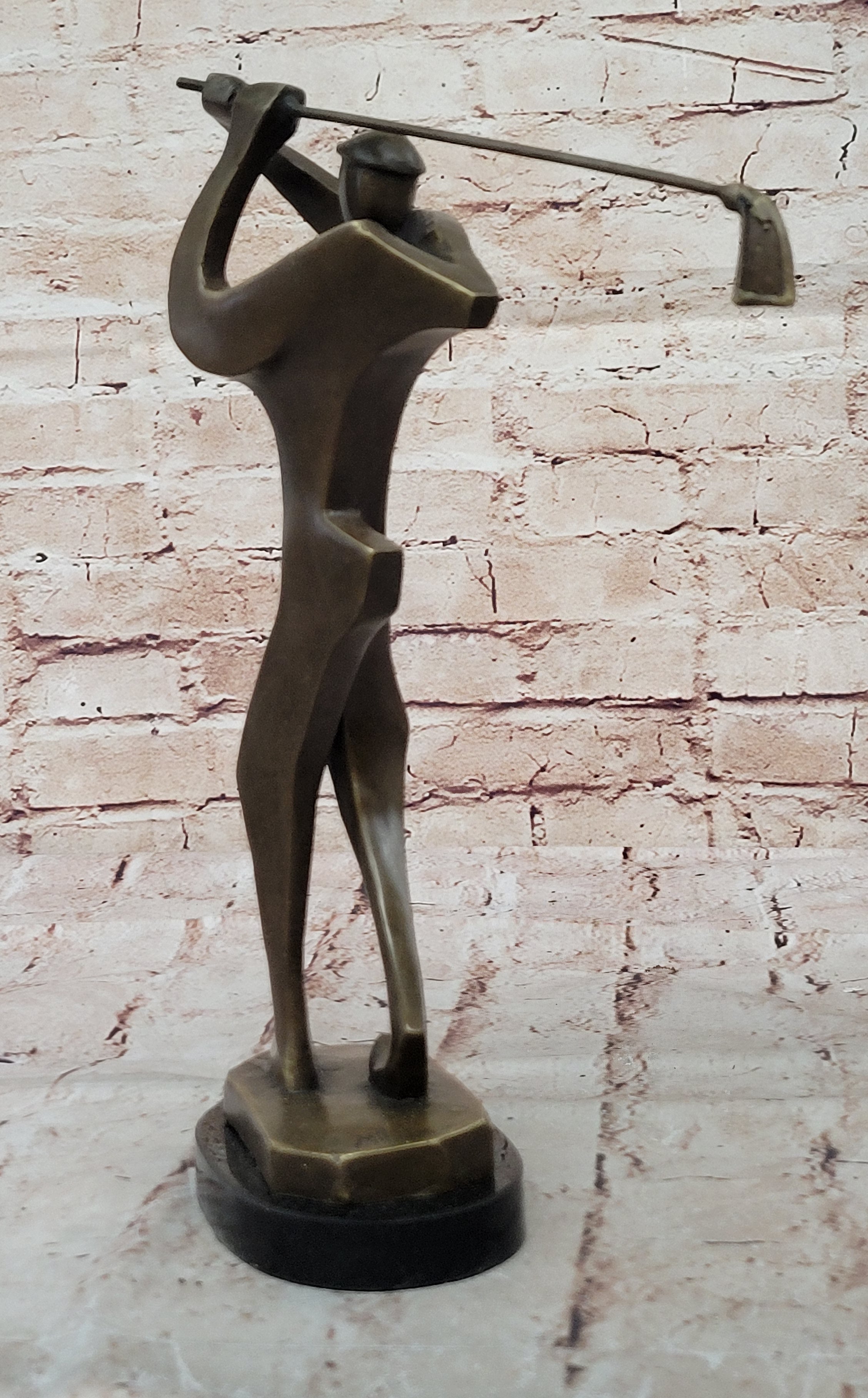 Bronze Sculpture, Hand Made Statue Sports Signed Milo Abstract Tall Golfer Gift