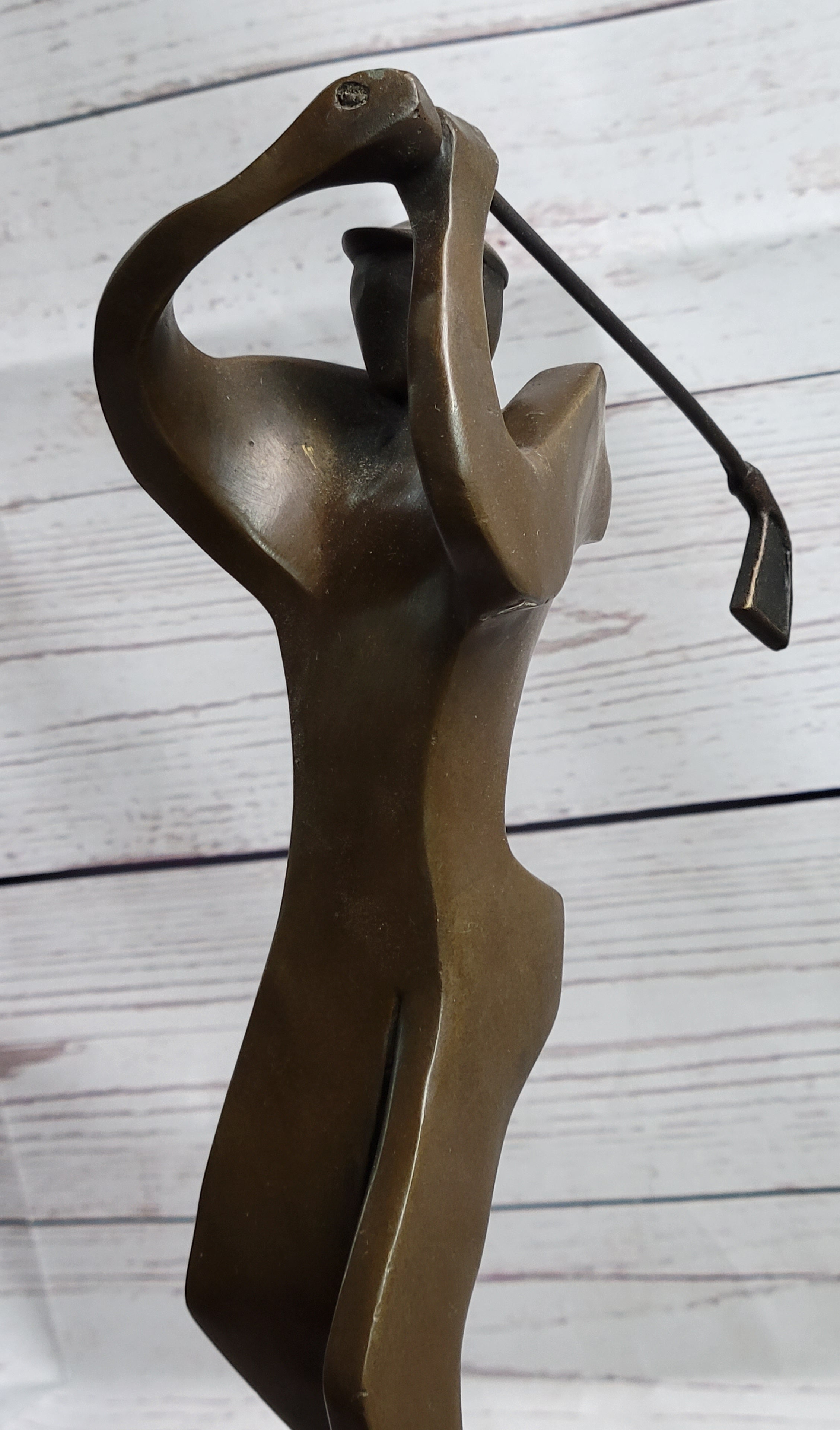 Bronze Sculpture, Hand Made Statue Sports Signed Milo Abstract Tall Golfer Gift