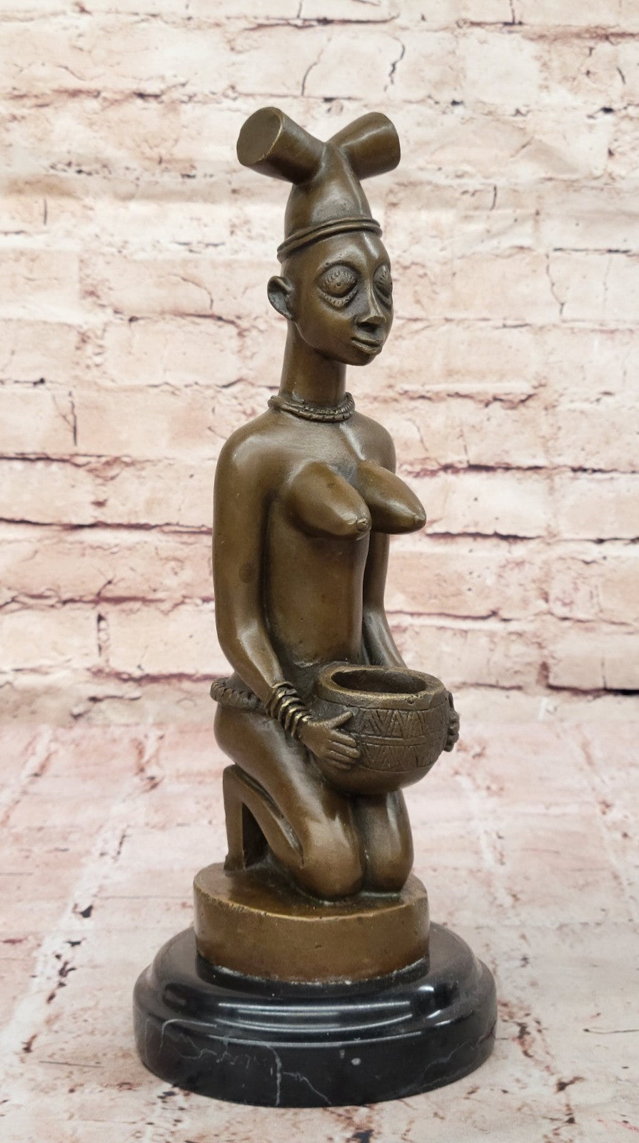 Abstract Bronze African Woman Sculpture – Maternity and Fertility Figurine