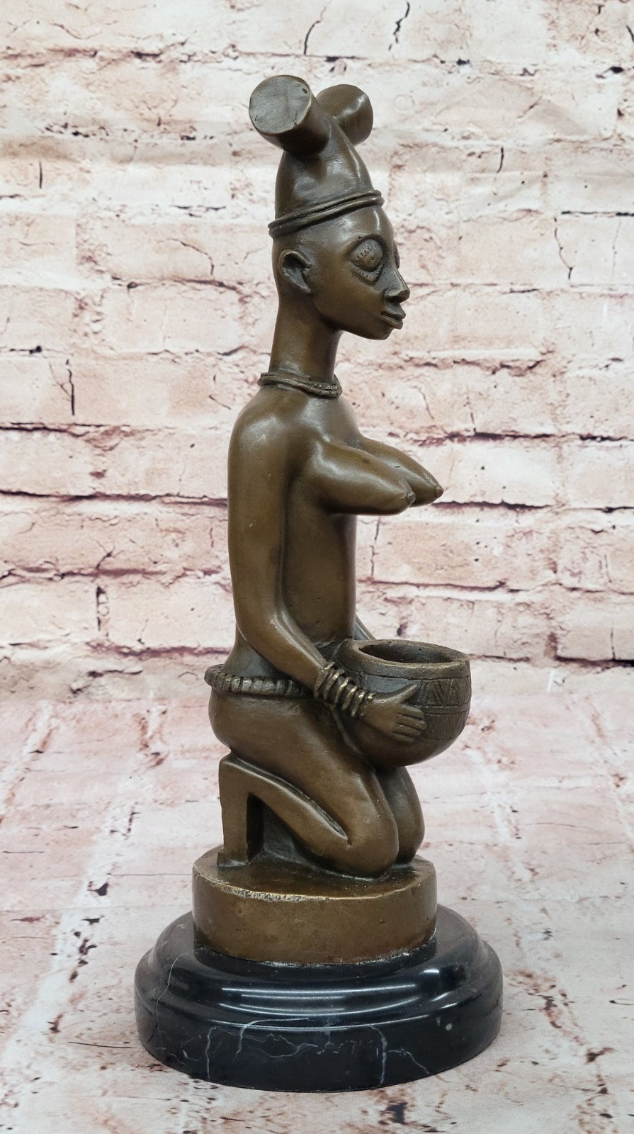 Abstract Bronze African Woman Sculpture – Maternity and Fertility Figurine