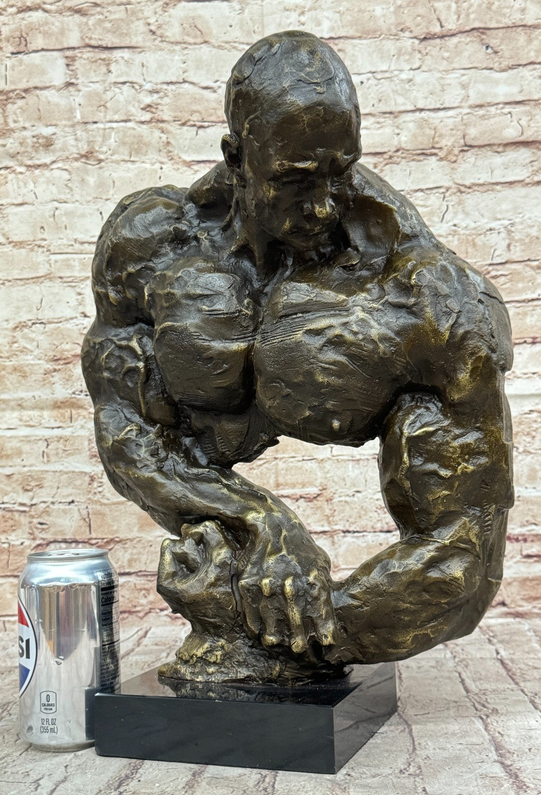 Bronze Abstract Muscular Modern Gift Art Man Marble Sculpture Statue Signed