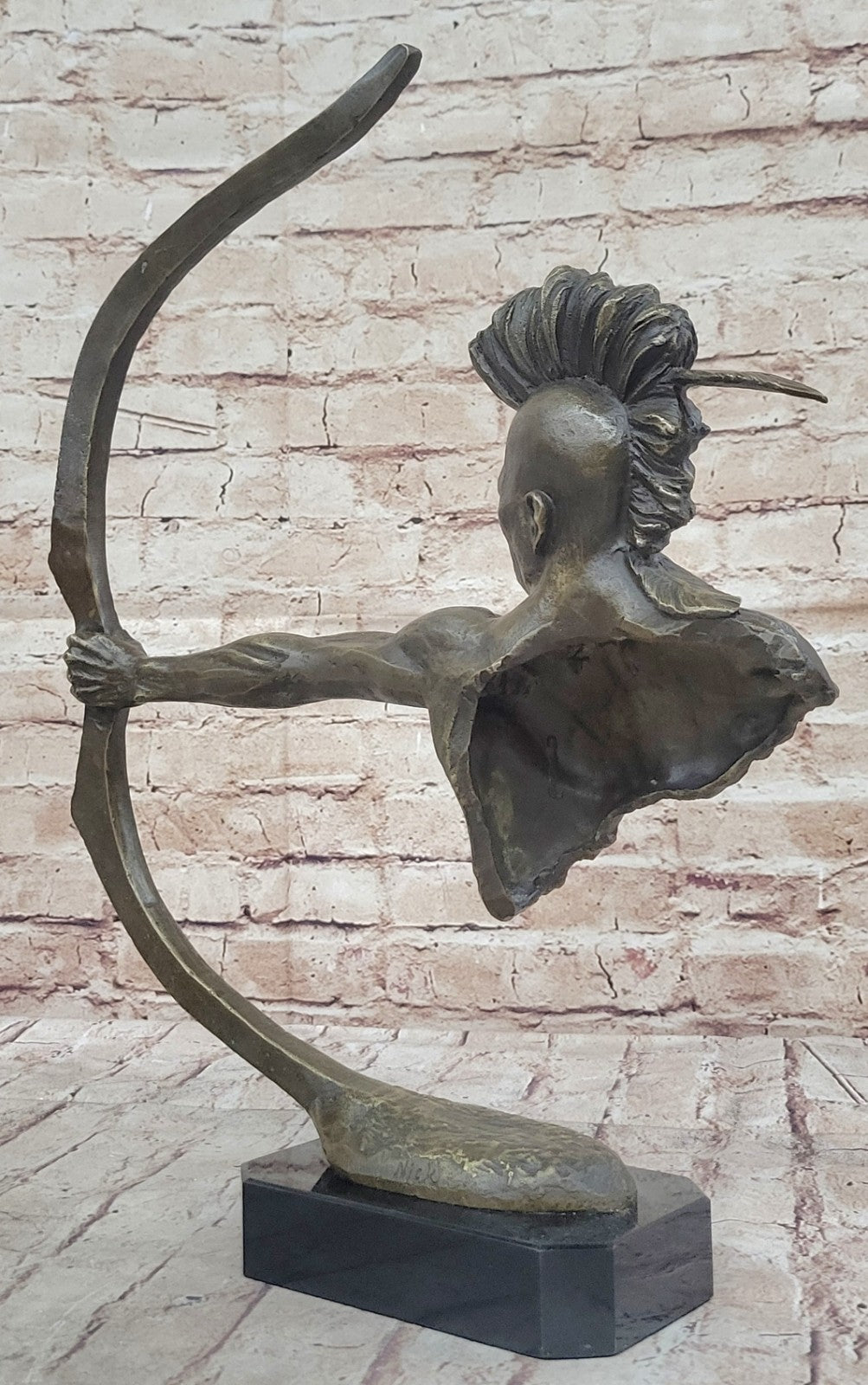 BRONZE MOHAWK CHIEF SCULPTURE STATUE ARROW BOW INDIAN CHIEF SCOUT WARRIOR SALE