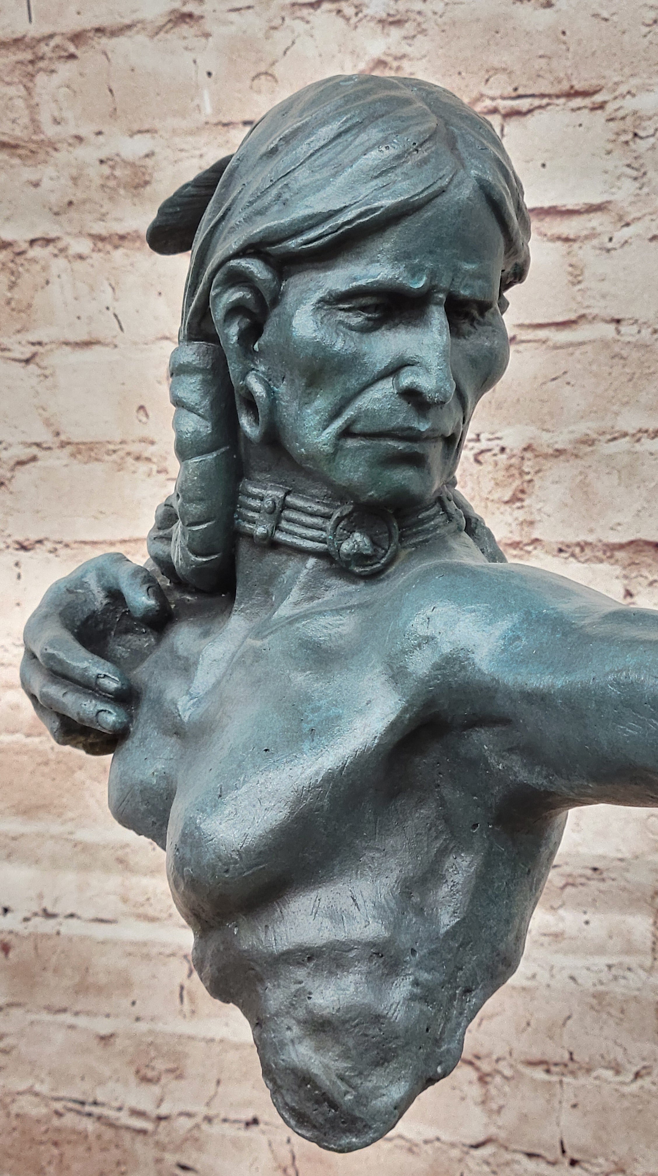 Genuine Bronze by Lost Wax Method Indian Chief with Bow and Arrow Sculpture Sale