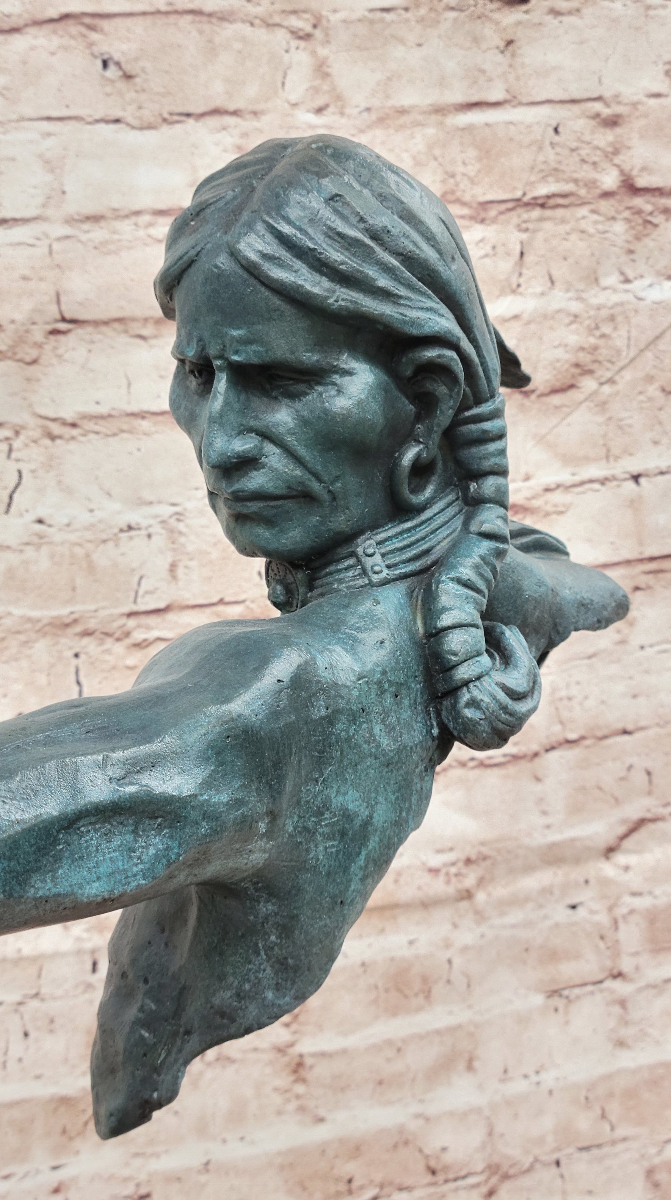Genuine Bronze by Lost Wax Method Indian Chief with Bow and Arrow Sculpture Sale