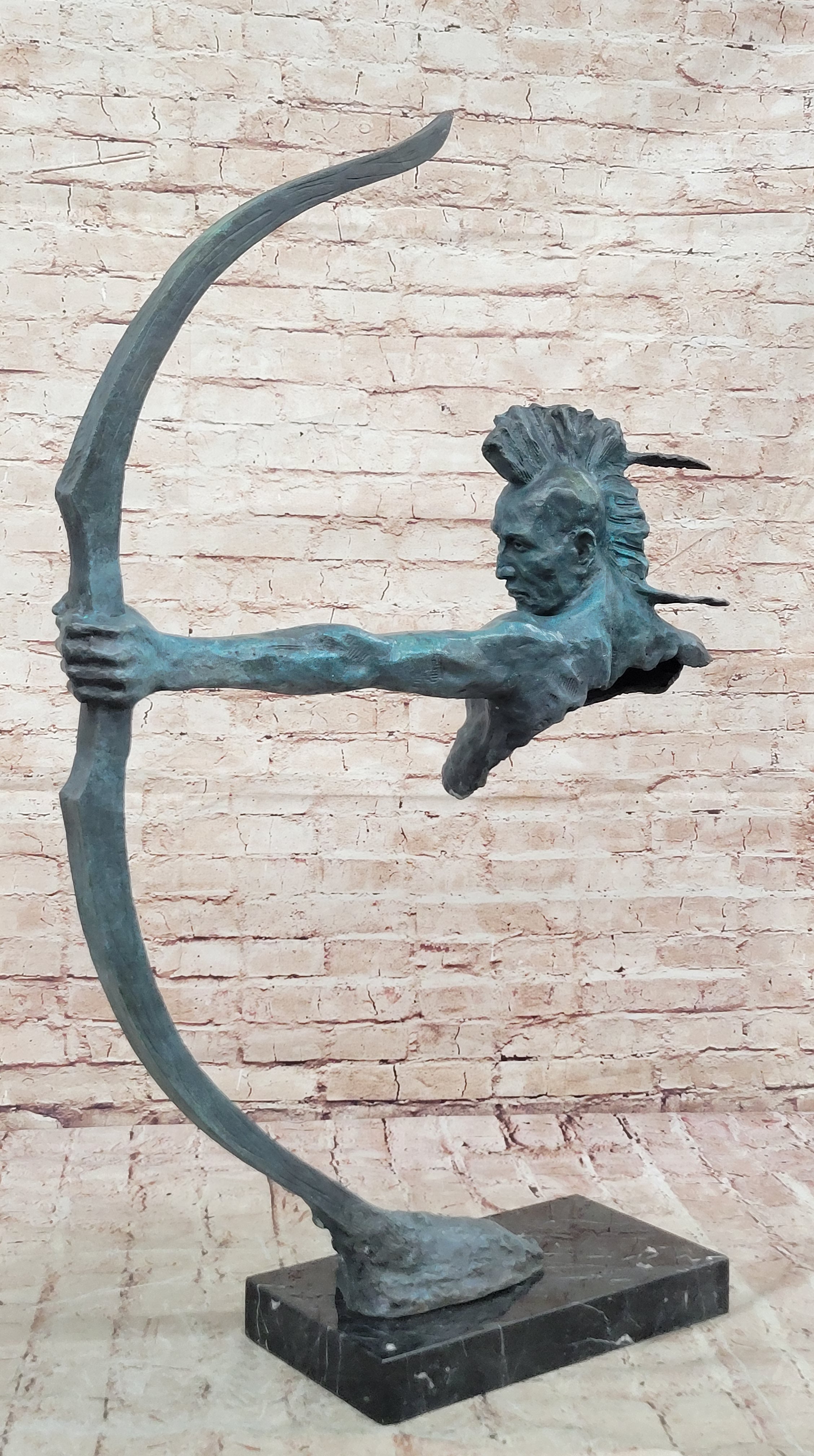 BRONZE INDIAN CHIEF Big Size Warrior ART SCULPTURE SIGN Artwork Comanche SPECIAL