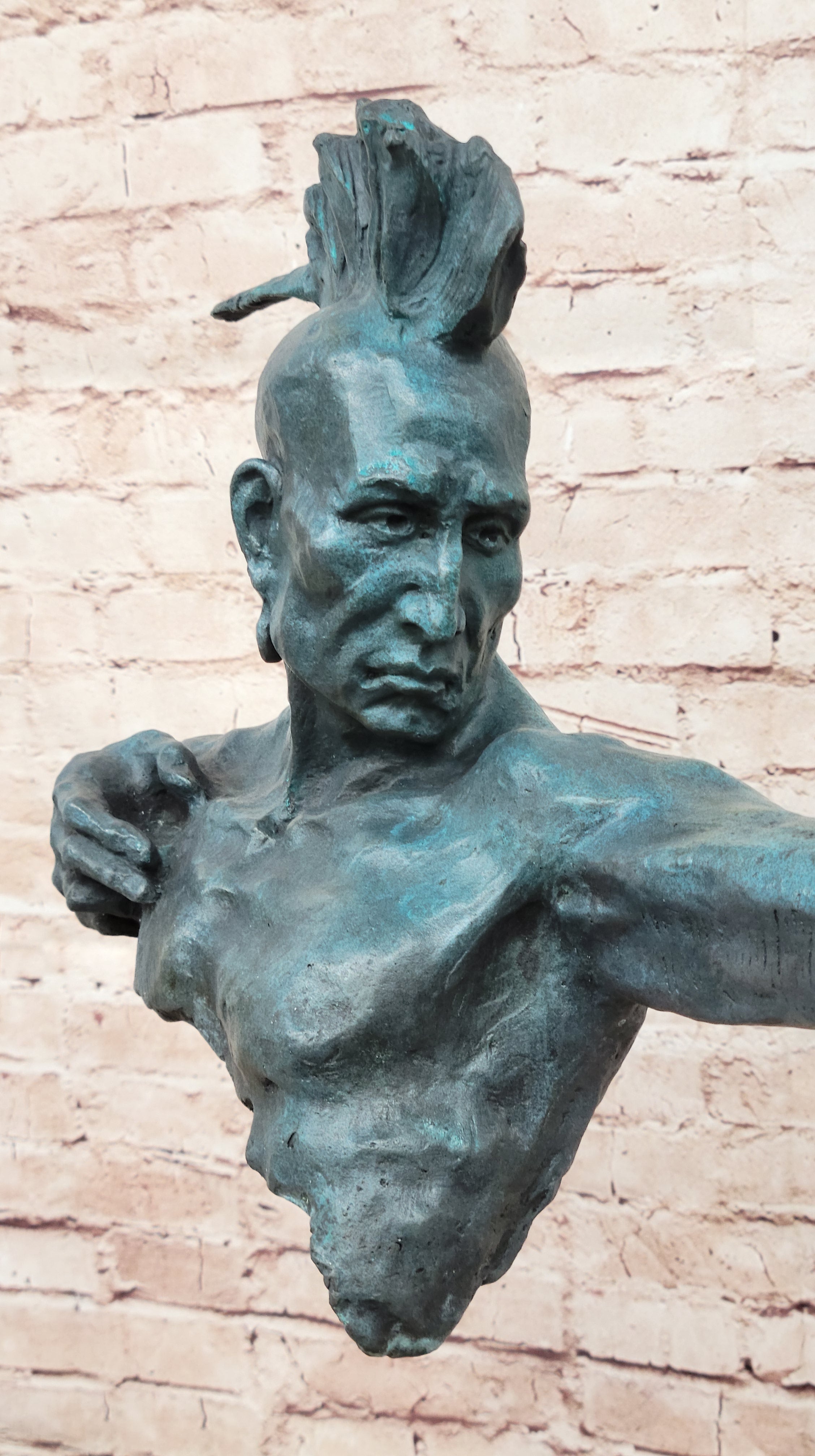 BRONZE INDIAN CHIEF Big Size Warrior ART SCULPTURE SIGN Artwork Comanche SPECIAL