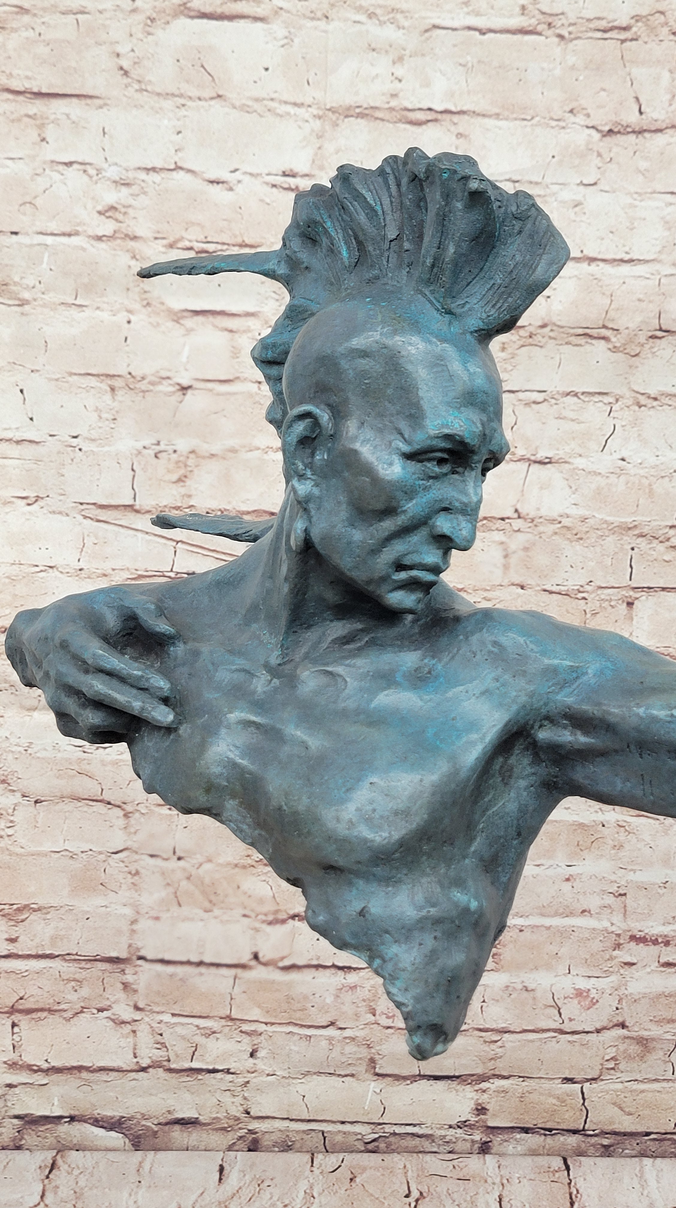 BRONZE INDIAN CHIEF Big Size Warrior ART SCULPTURE SIGN Artwork Comanche SPECIAL