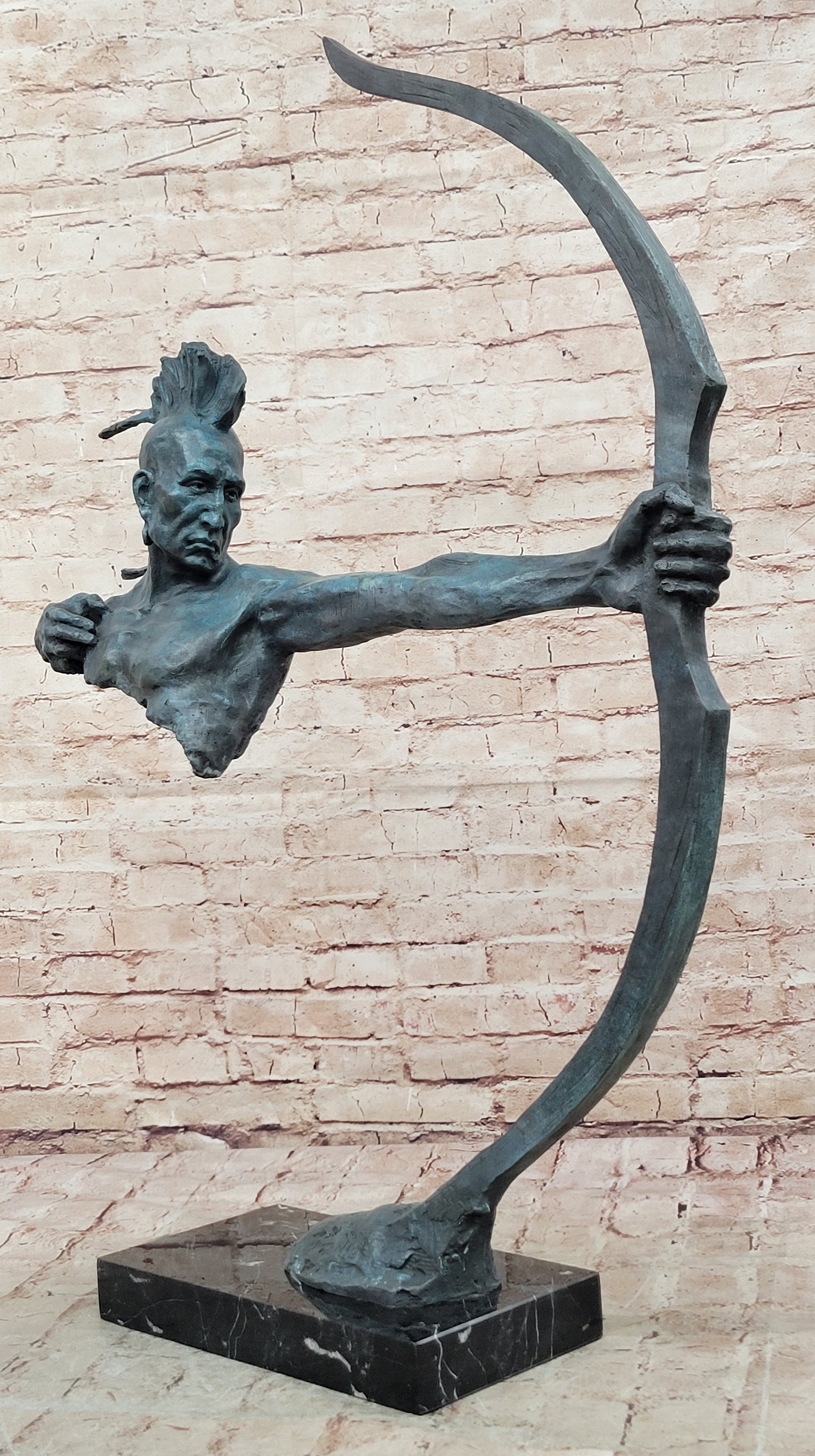 BRONZE INDIAN CHIEF Big Size Warrior ART SCULPTURE SIGN Artwork Comanche SPECIAL