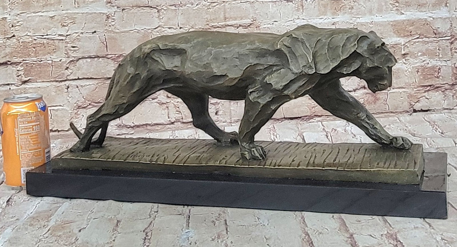 Large African Mountain Lion Leopard Cougar Bronze Art Deco Sculpture Figurine NR