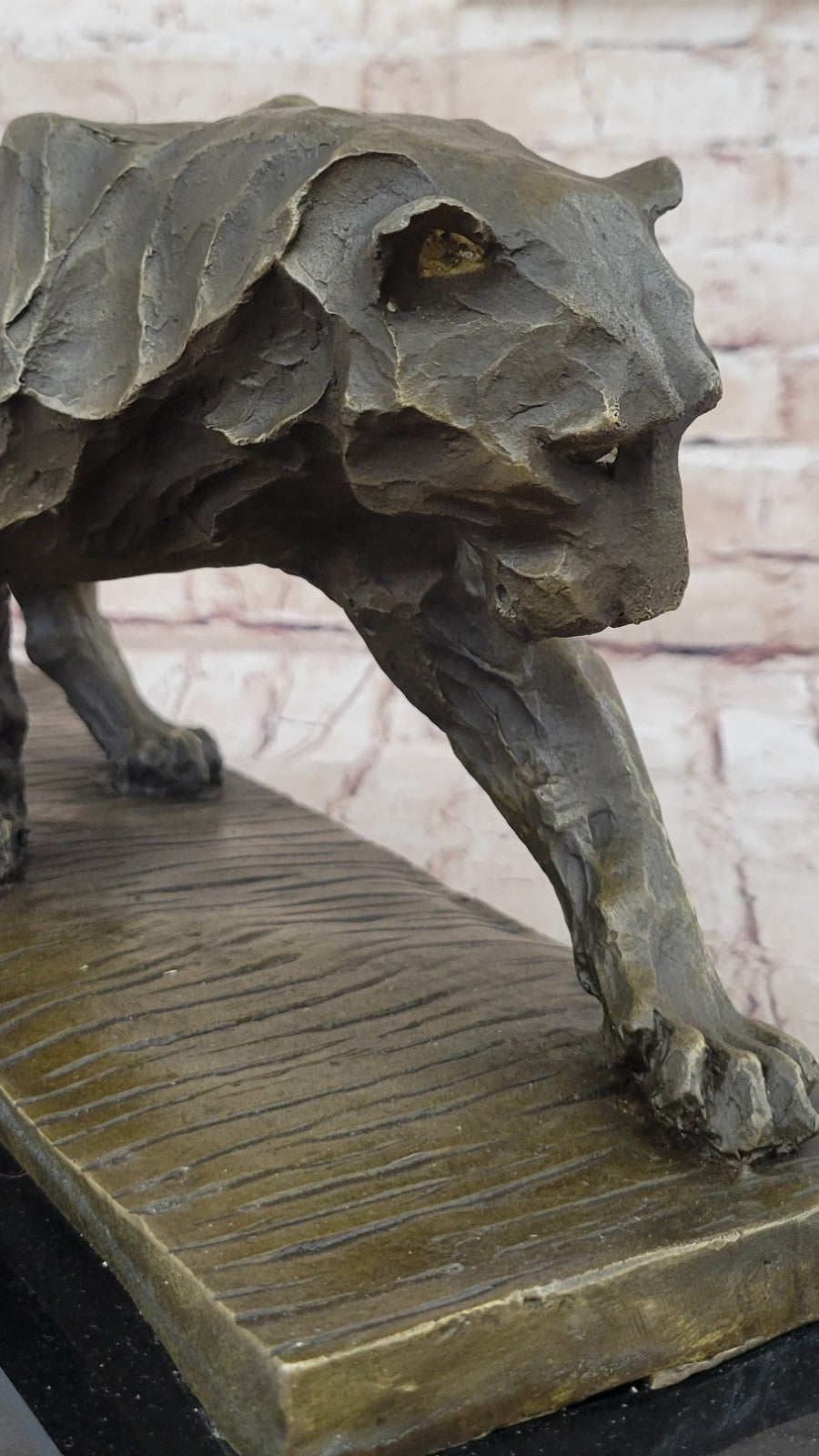 Large African Mountain Lion Leopard Cougar Bronze Art Deco Sculpture Figurine NR