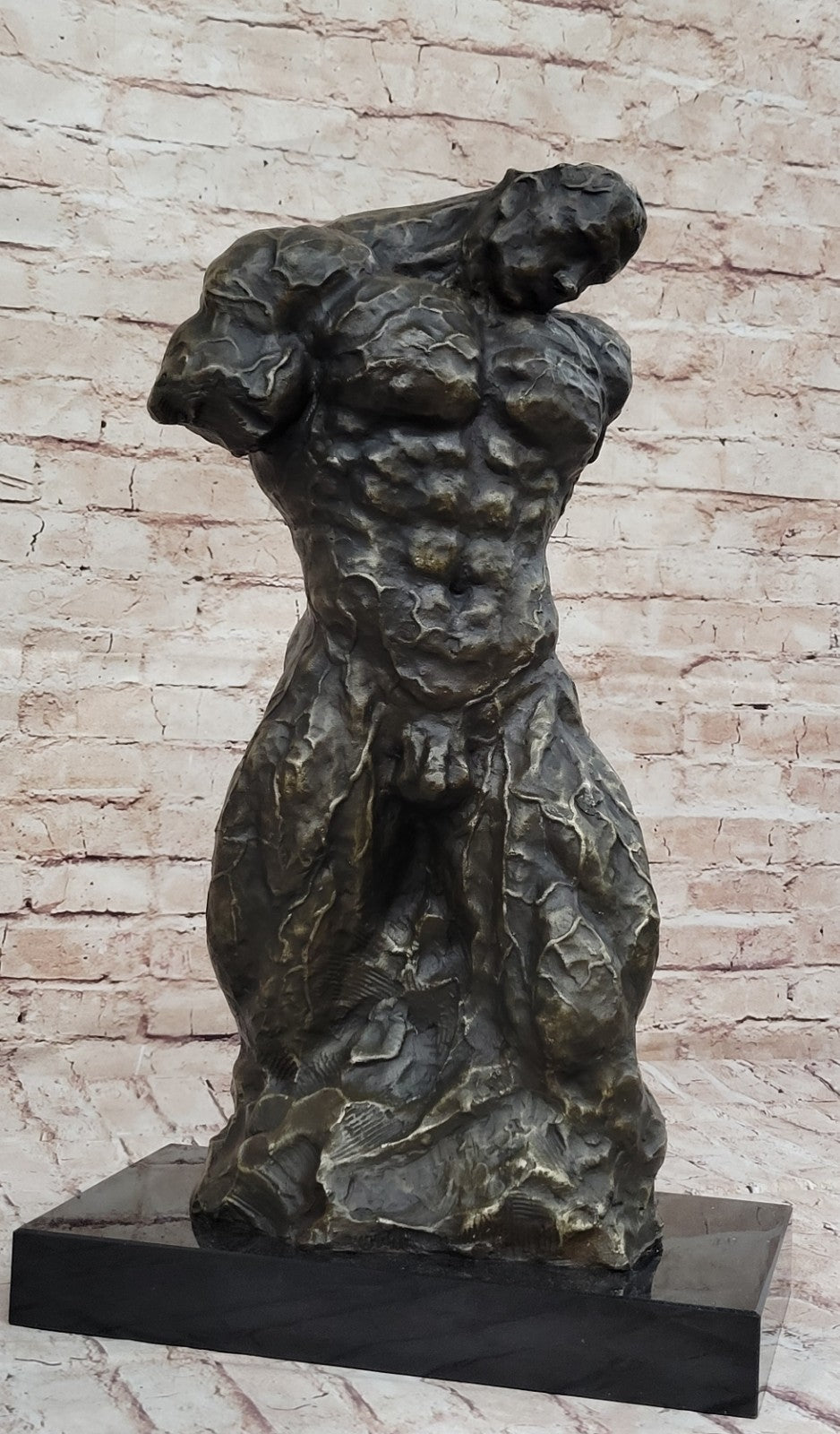 21" 100% Pure Bronze Body Builder Statue Trophy Sculpture Metal Art Male Statue